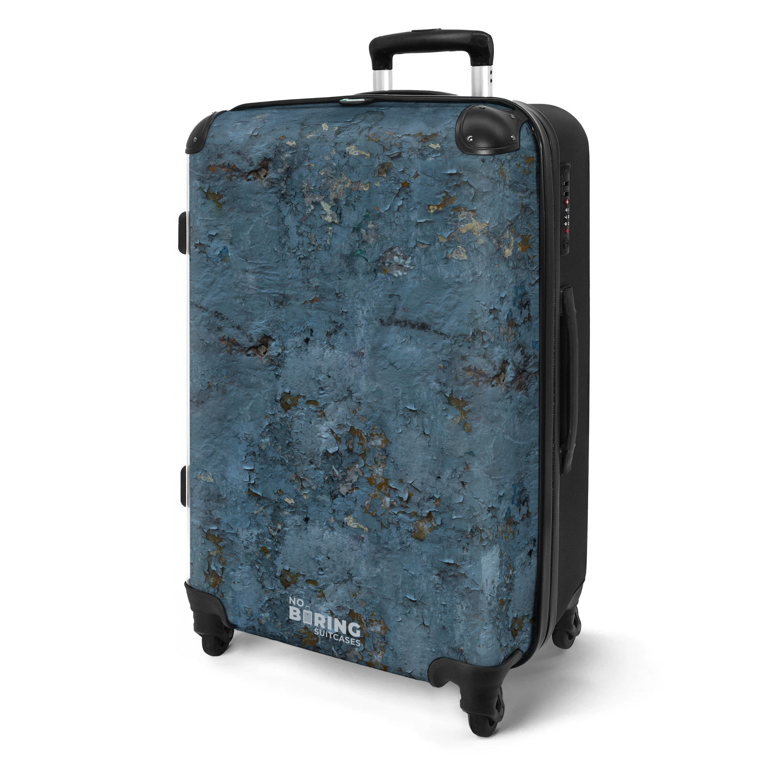 NoBoringSuitcases.com© Hartschalen-Trolley Blau verwitterte Wand mit günstig online kaufen