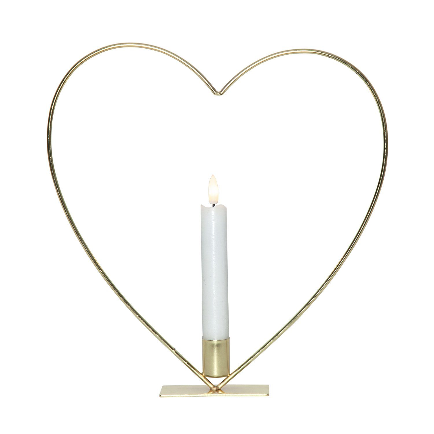 mit Dekoherz Kerzenhalter gold Kerzenhalter LED Kerze MARELIDA Batterie Timer stehend H:28cm