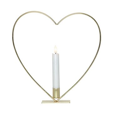 MARELIDA Kerzenhalter Dekoherz mit LED Kerze Kerzenhalter stehend H:28cm Timer Batterie gold
