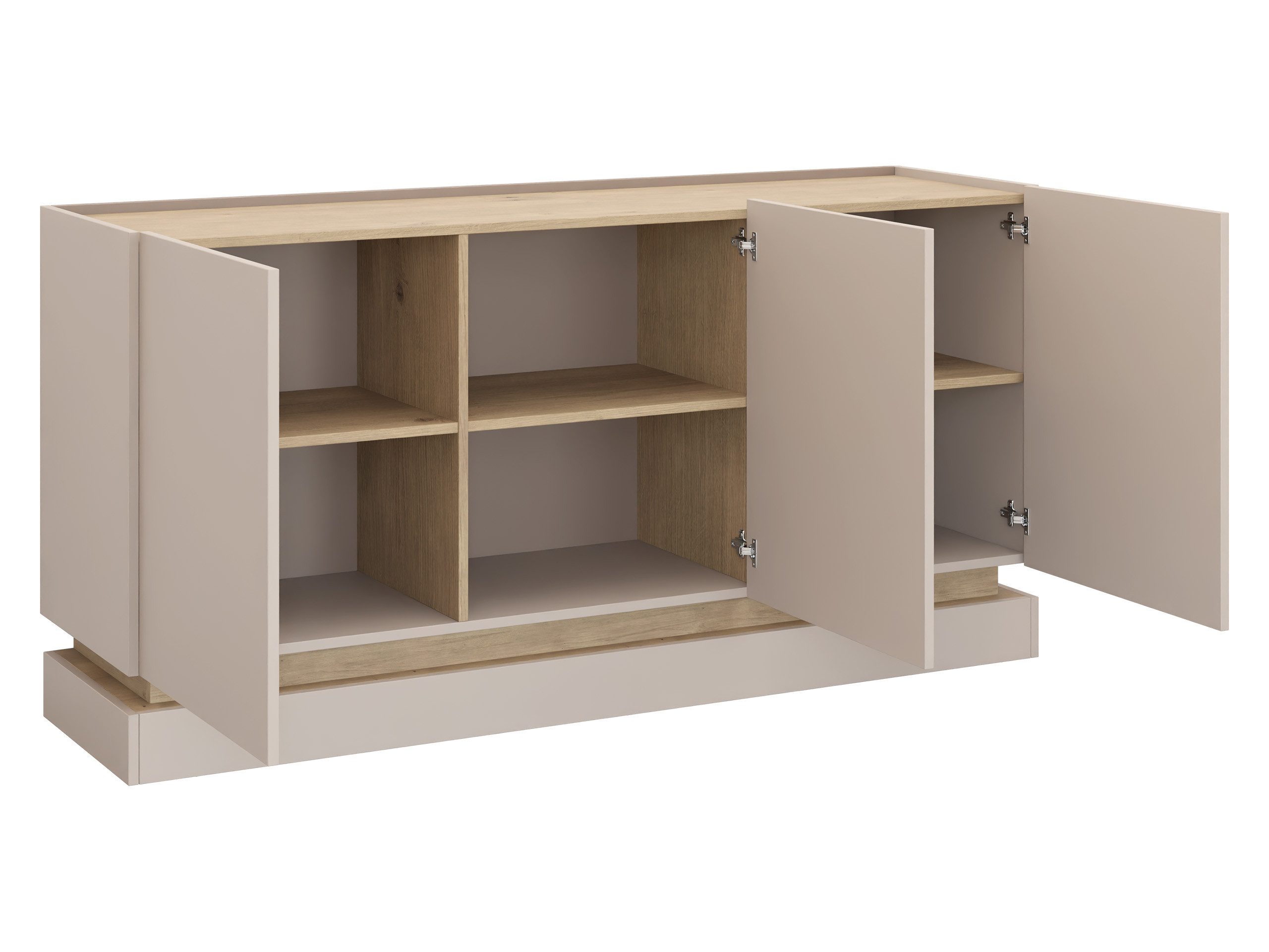 MIRJAN24 Kommode Zarpant K160 3D (mit drei Drehtüren), 160x37x75 cm, gedämpftem Schließsystem – Bild 3 von 5