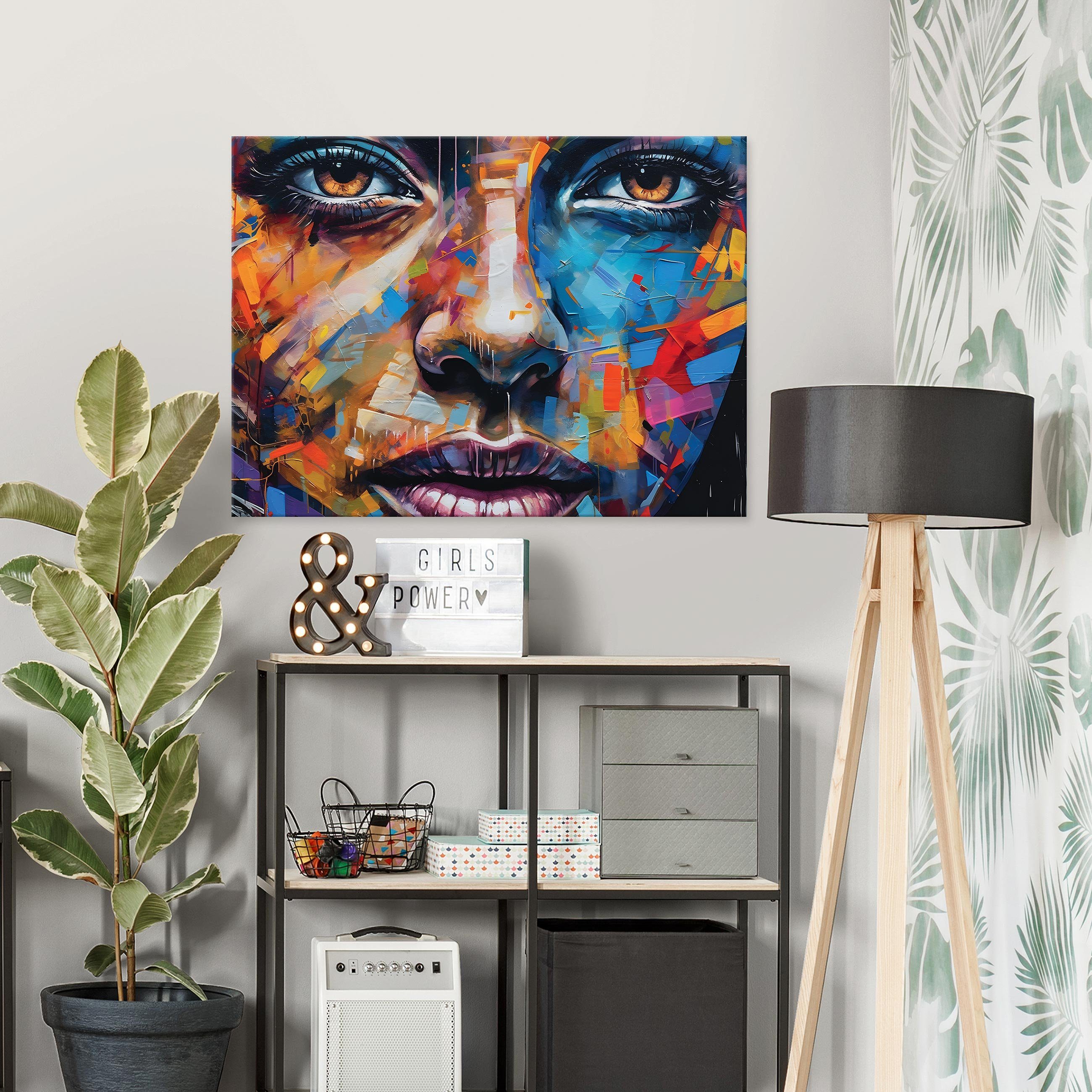 Wallarena Leinwandbild Frau Abstrakt bunt Kunst Modern Wandbild Leinwandbil günstig online kaufen