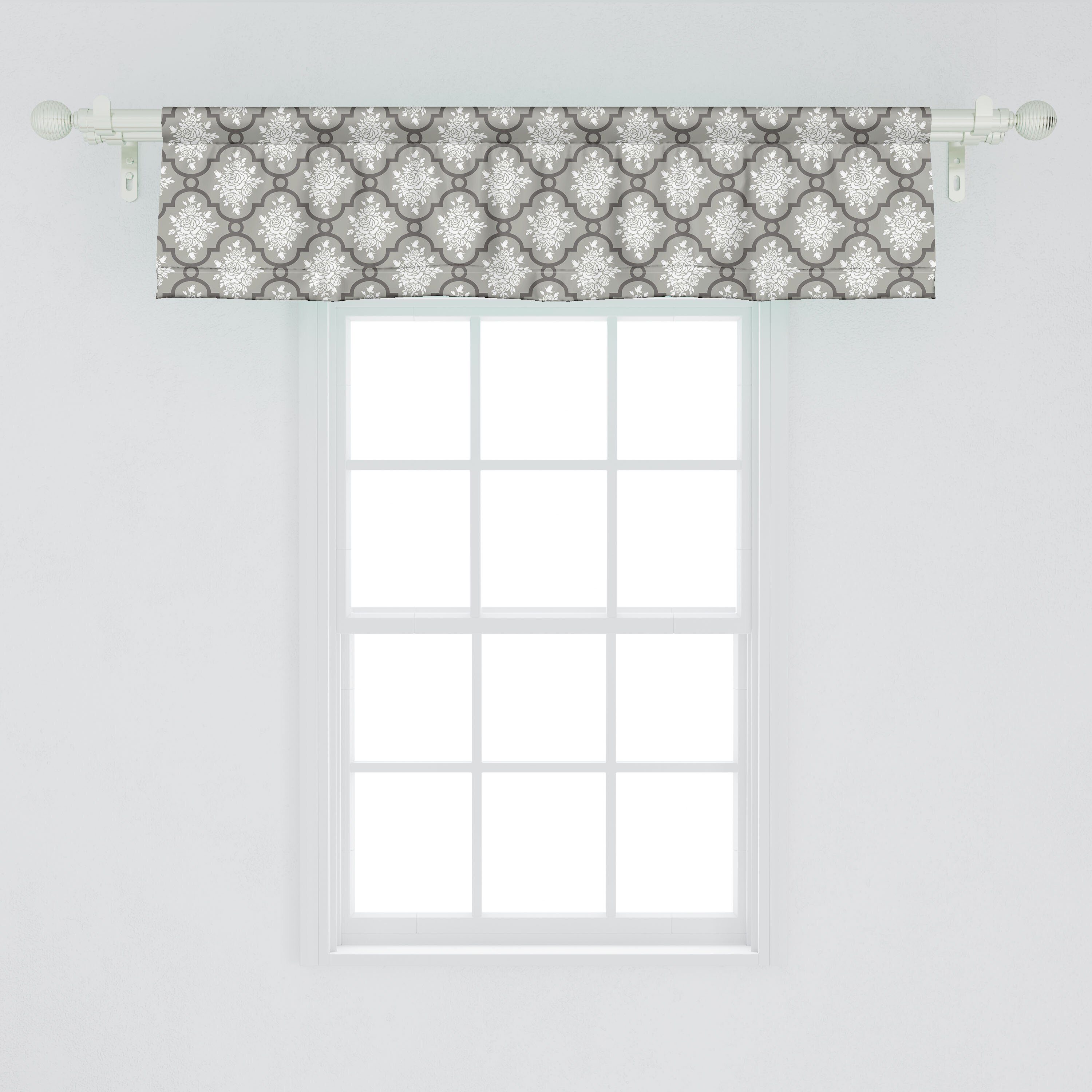 Scheibengardine Vorhang Volant für Dekor Damast-Rokoko Klassische Schlafzimmer Microfaser, Küche mit Stangentasche, Blumen Abakuhaus