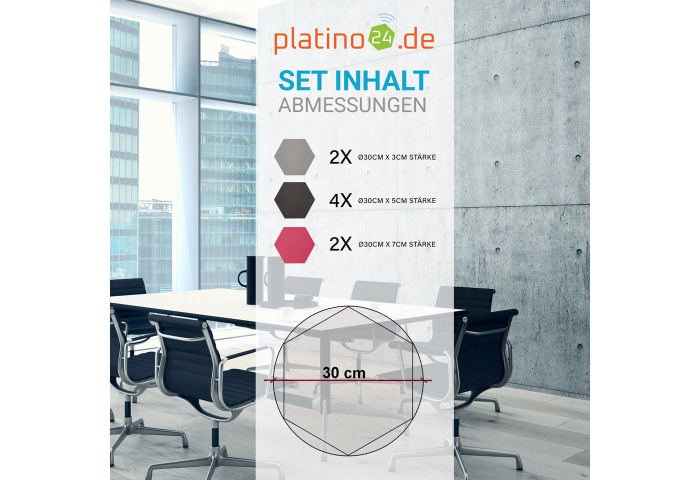 Thumbnail - platino24 3D Wandpaneel Edition LOFT 8 Elemente 3D m I Ø 300mm, Schalldämmung Wand & Decke