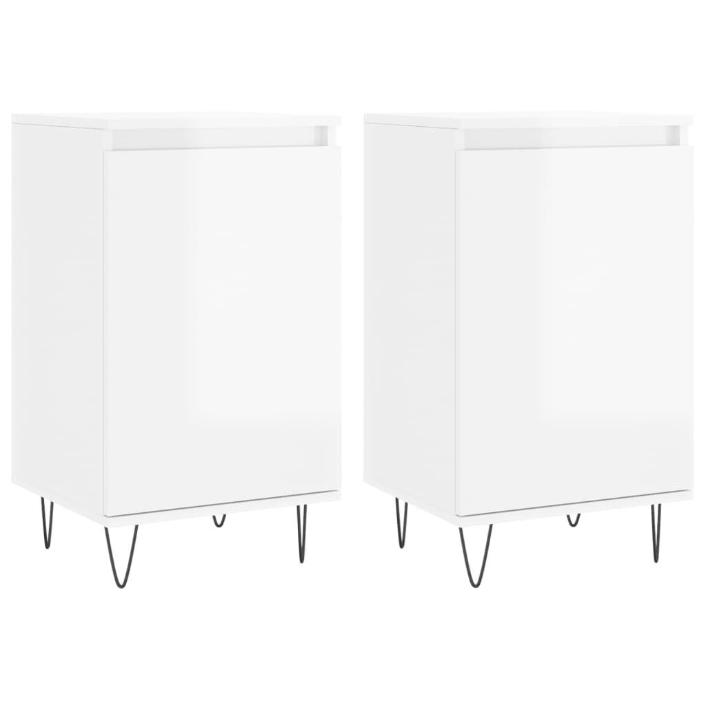 furnicato Sideboard 40 x 35 x 70 cm Hochglanz-Weiß mit Holzwerkstoff und (2 St), Stabile Kommode mit zwei Fächern, flexibler Türmontage und Ablage