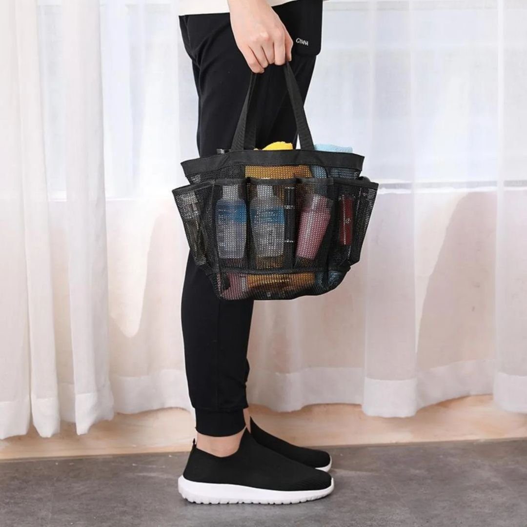 Malantis Freizeittasche Strandnetztasche, Praktische Tasche aus leicht zu reinigendem Mesh (Perfekt für den Ausflug zum Strand oder Schwimmbad - Platz für Handtuch, Duschgel oder Badeschlappen, 1 Stück), Strandtasche in praktischer Größe, modernes Material, faltbar