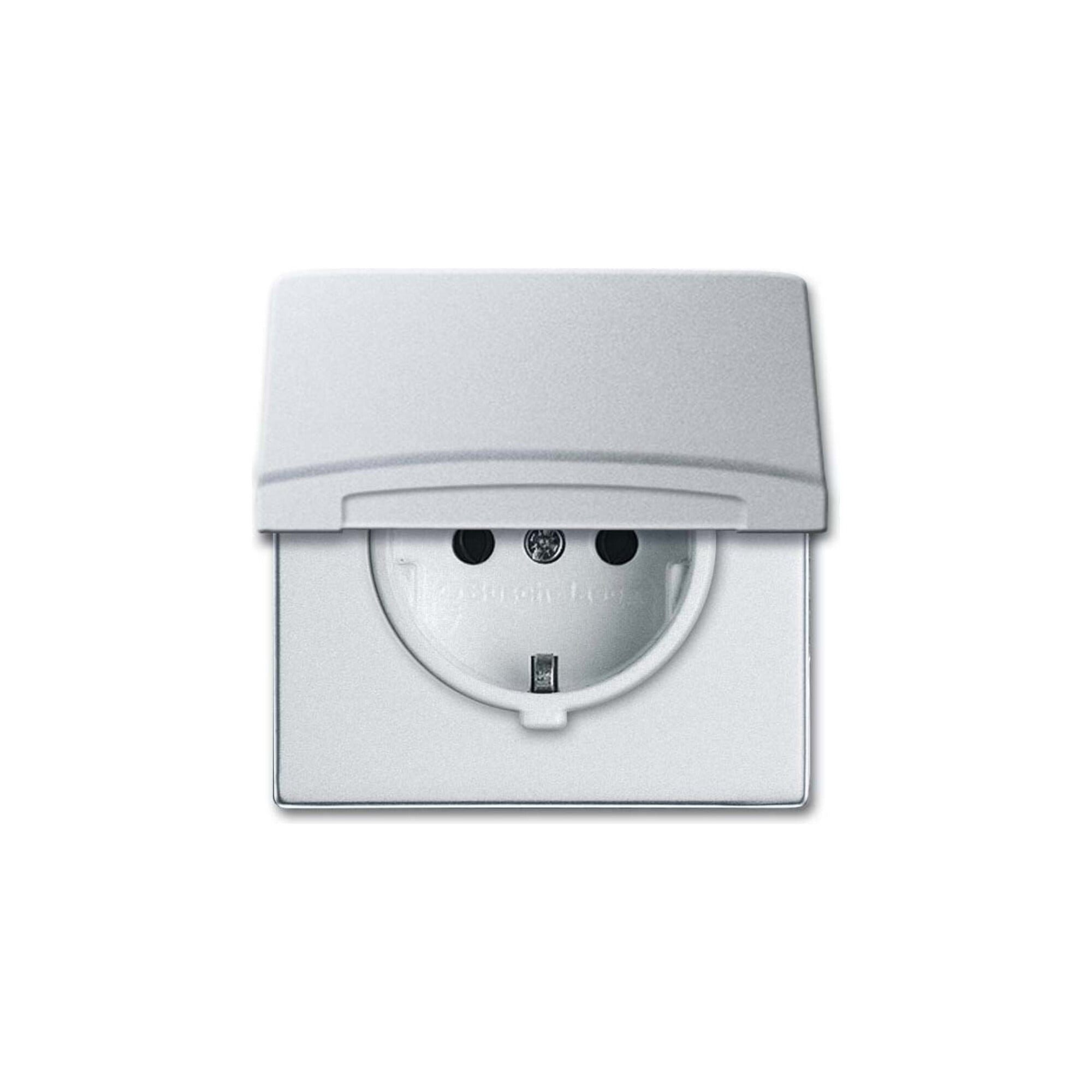 Busch-Jaeger Steckdose Busch-Jaeger Schuko-Steckdoseneinsatz IP44 alusilber 20 EUGK-33-101