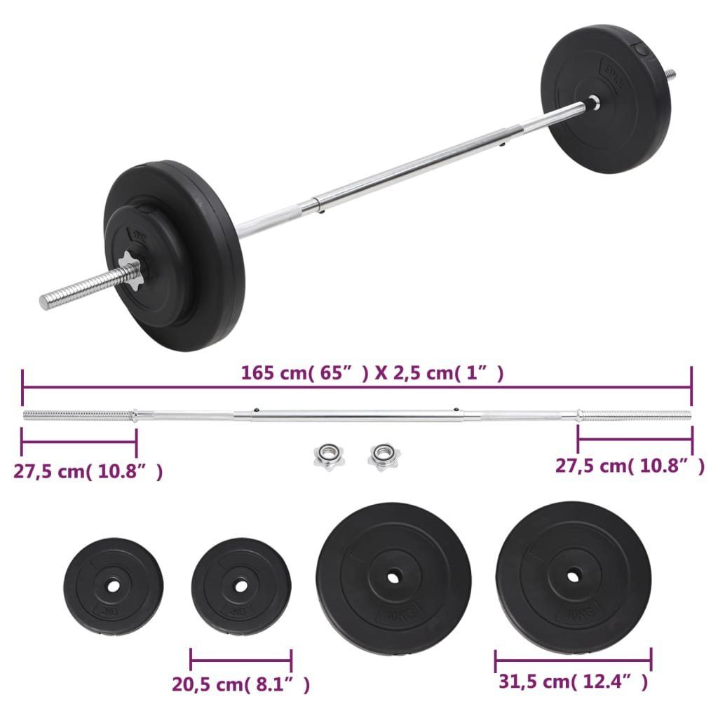 vidaXL Langhantel Langhantel mit Gewichten Set 30 kg