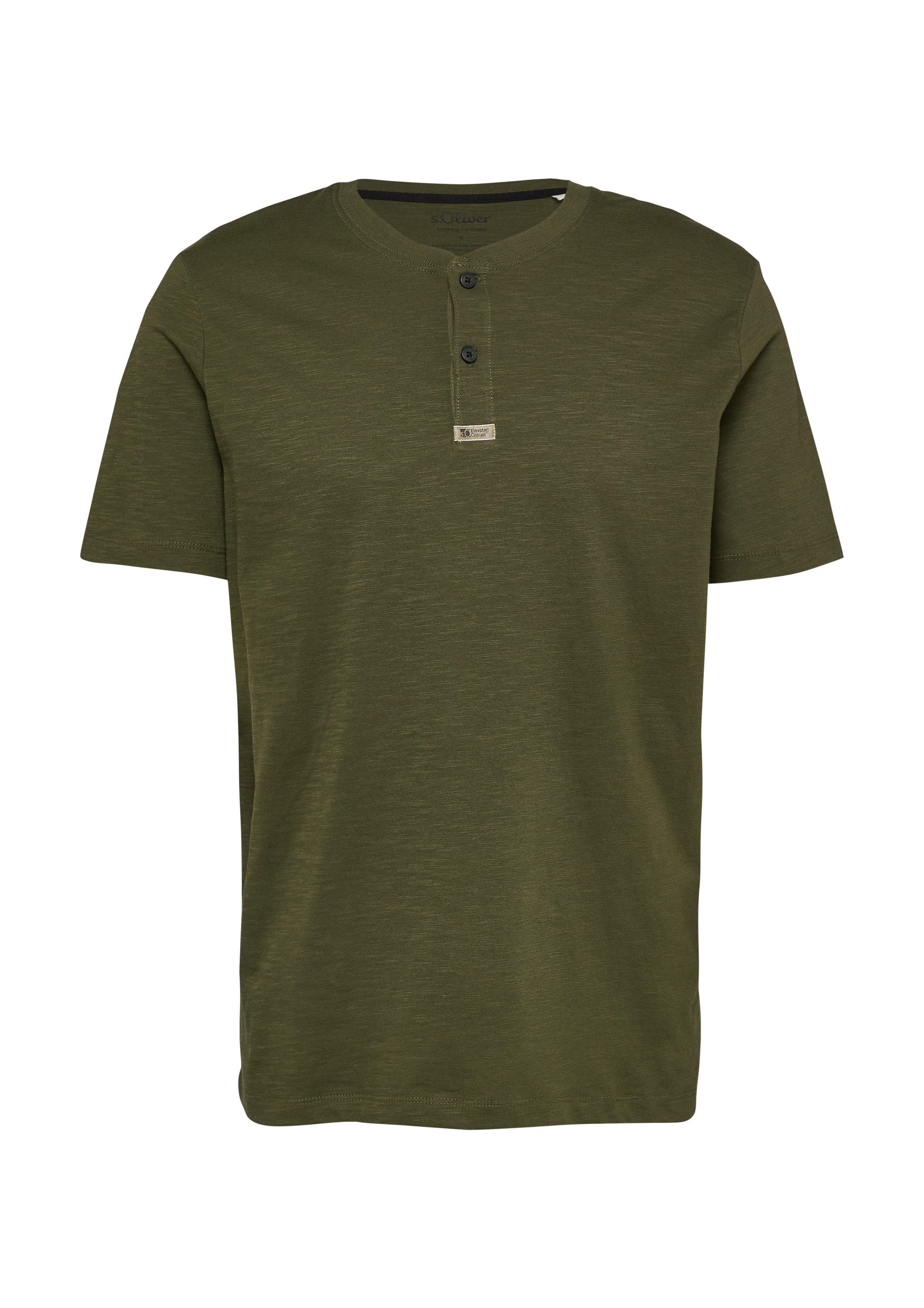 s.Oliver Kurzarmshirt T-Shirt Henley-Shirt in Flammgarnstruktur