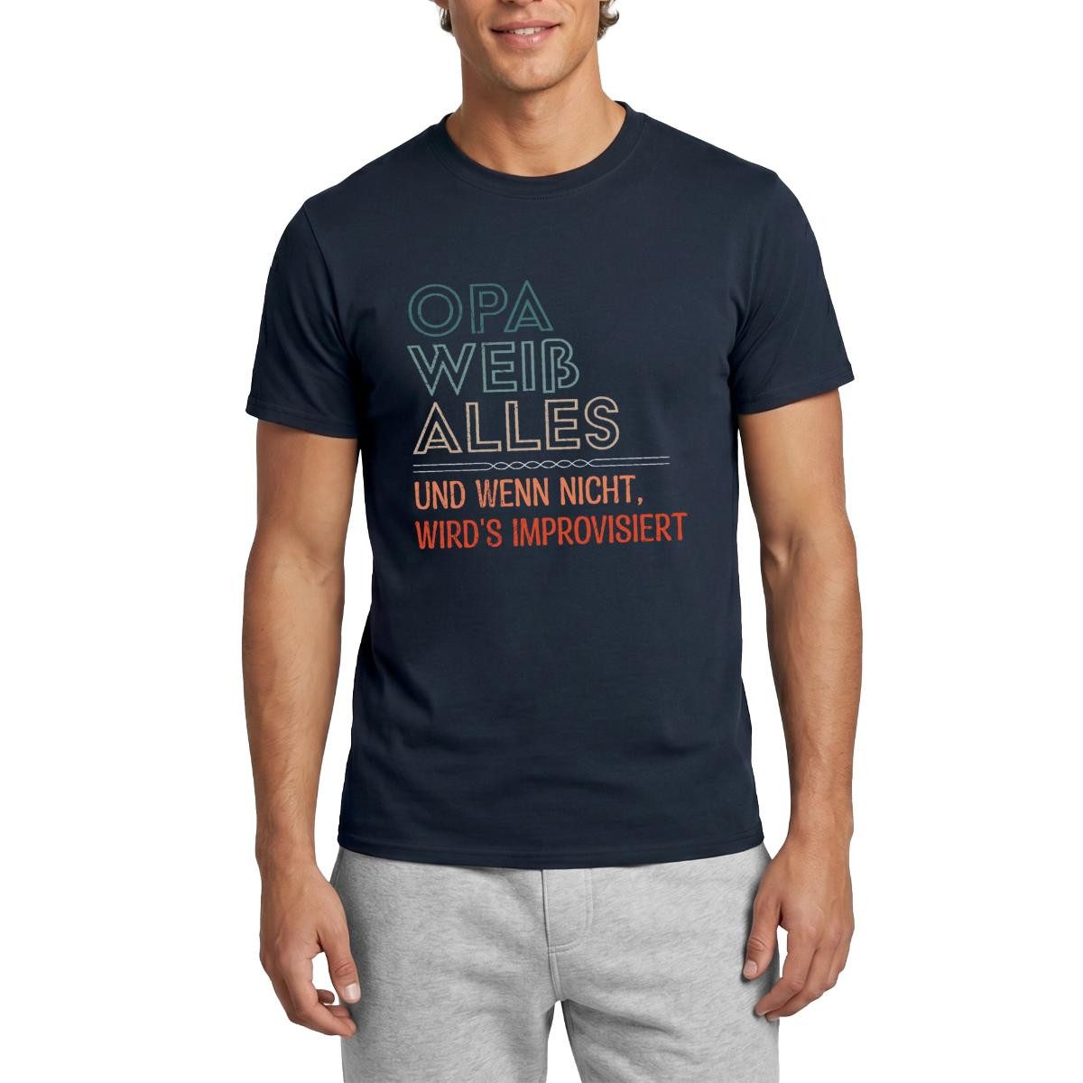 T-Shirt Opa Weiß Alles Oder Improvisiert Männer T-Shirt