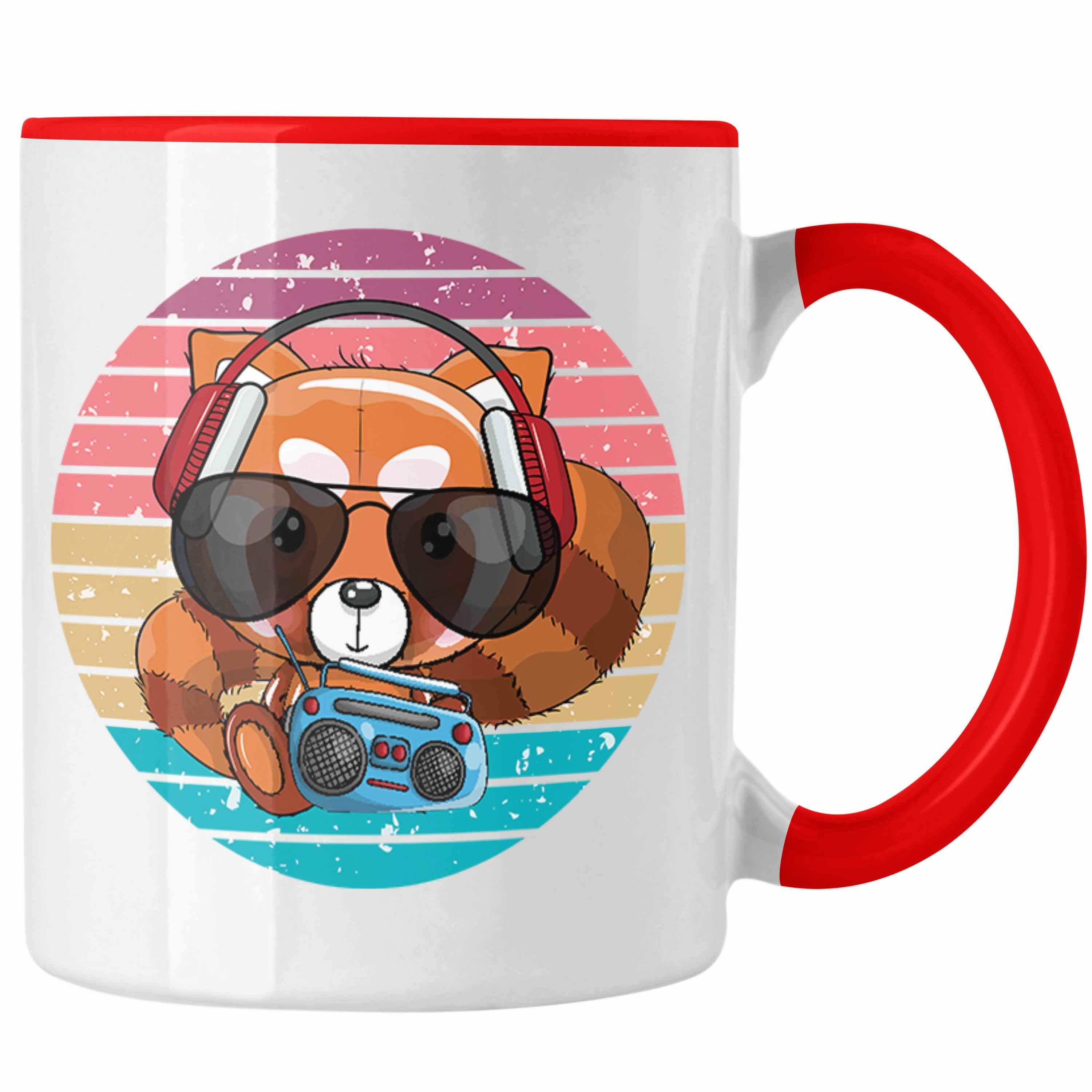 Trendation Tasse Trendation - Cooler Roter Panda Tasse Musik Kinder Geschenkidee für Jungs Mädchen Lustige Grafik