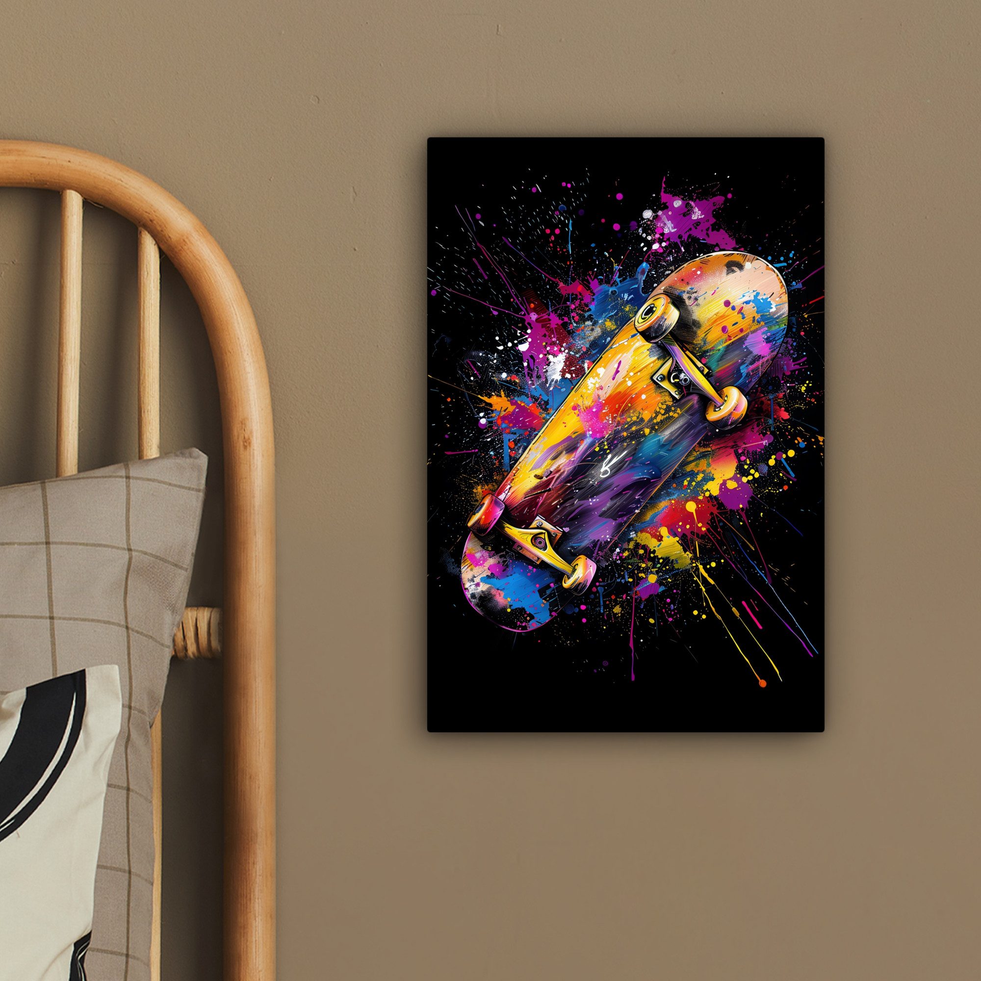 OneMillionCanvasses® Leinwandbild Graffiti - Sport - Skateboard - Skaten, Fotodruck (1 St), Wandbild, Deko Schlafzimmer Wohnzimmer Flur 20x20 cm – Bild 4 von 5