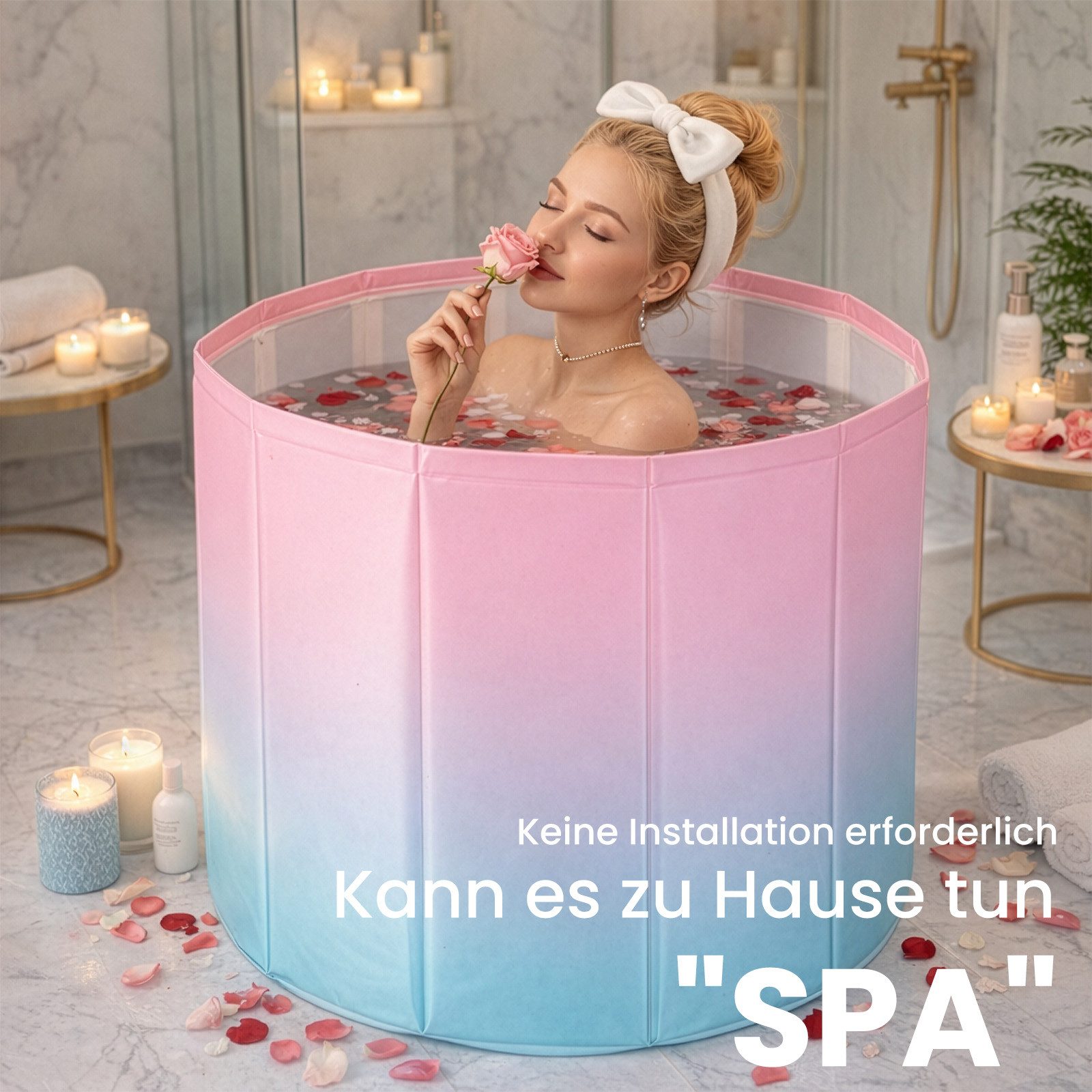 Youyijia Badewanne Faltbare Badewanne 66,5×70 cm Eisbadewanne tragbar
