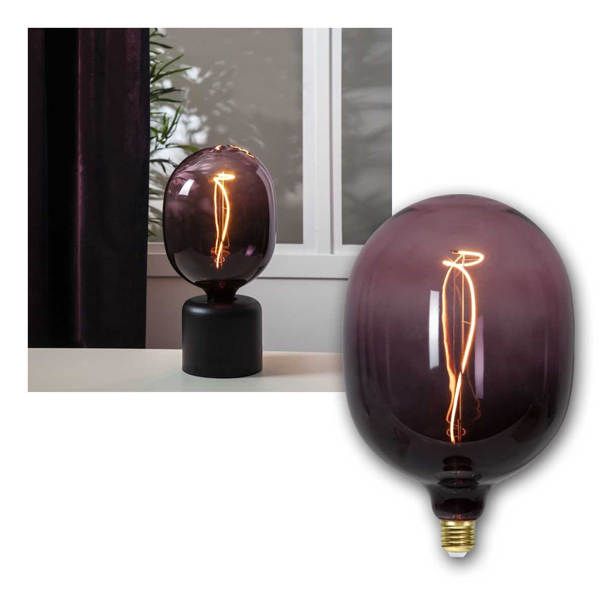 STAR TRADING LED-Leuchtmittel E27 Design Birne COLOUR-MIX violett 270x175mm dimm, warmweiß