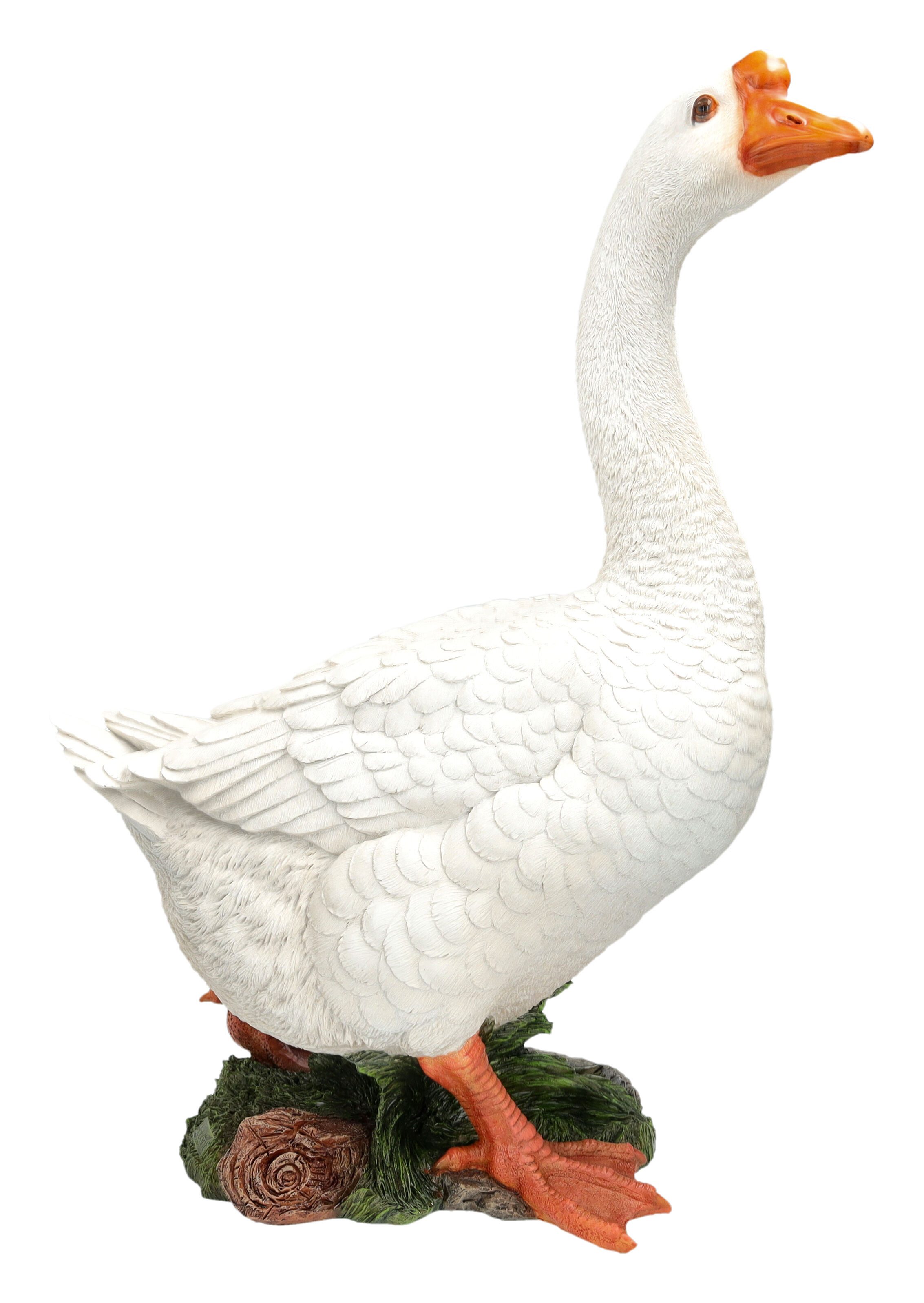Figuren Shop GmbH Gartenfigur Weiße Höckergans XL – Gartenfigur Gans wetterfest 63,5 cm Dekofigur
