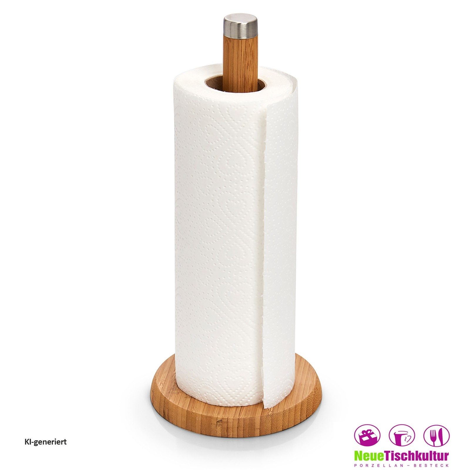 Neuetischkultur Küchenrollenhalter Küchenrollenhalter Bambus, Edelstahl, (Stück, 1-St., 1 Küchenrollenhalterung), Küchenrollenständer Küchentuchhalter