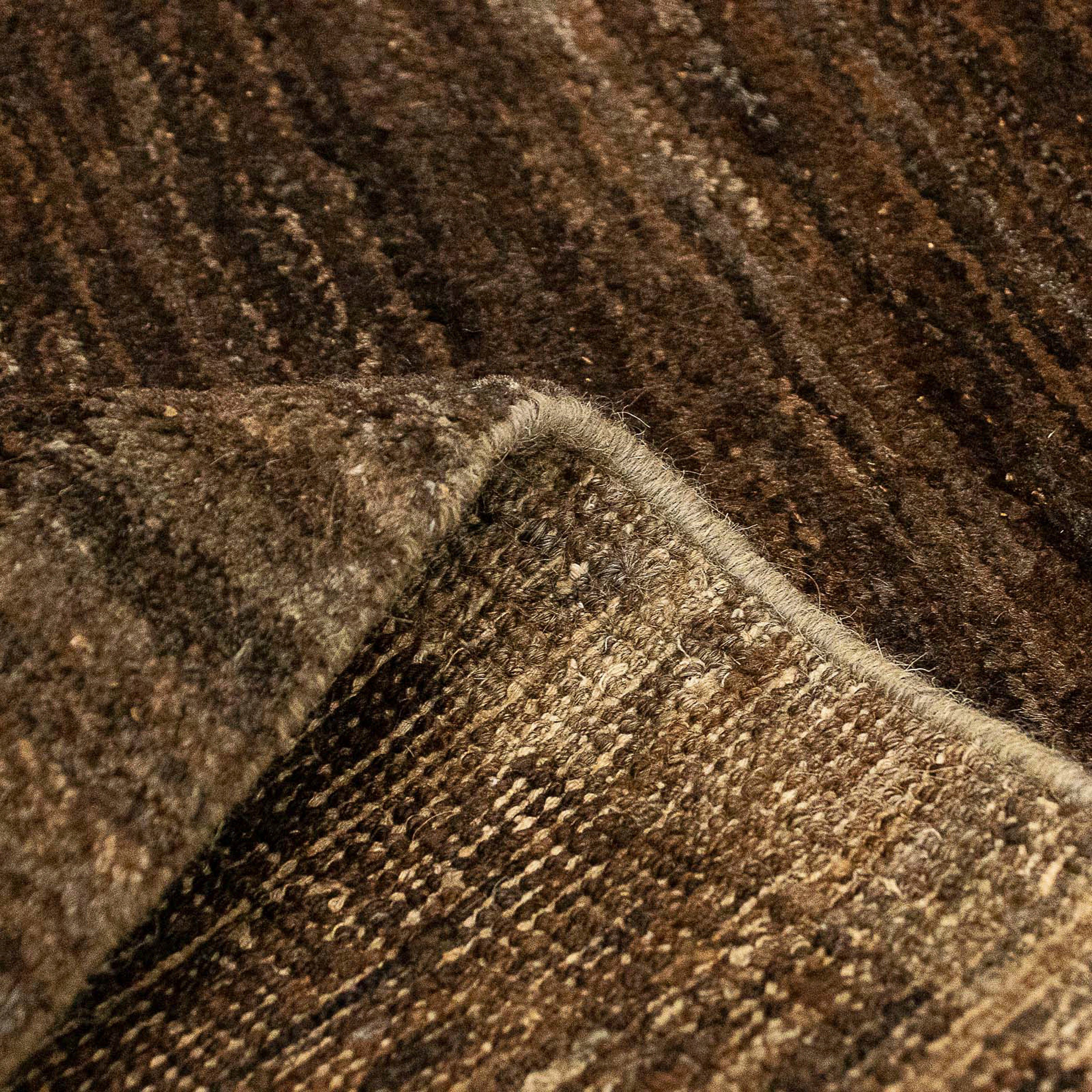 Wollteppich Gabbeh - rechteckig, Wohnzimmer, x Zertifikat mit - 18 mm, morgenland, - 96 dunkelbraun, Einzelstück 62 Höhe: cm Indus Handgeknüpft