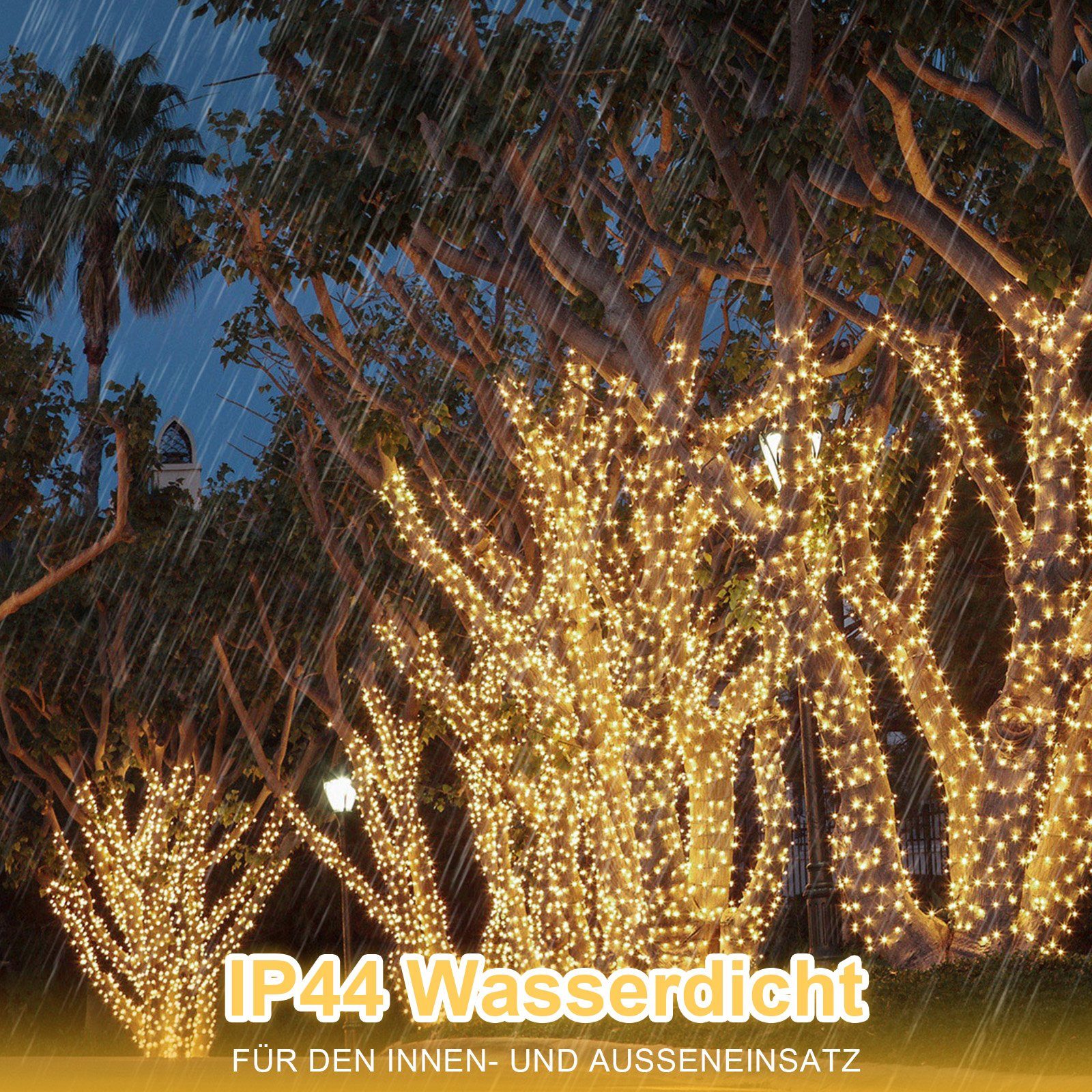 Baum, LED Garten Weihnachten Lichterkette Warmweiß 20m Außen Party Innen 156-flammig Rosnek for LED-Baummantel