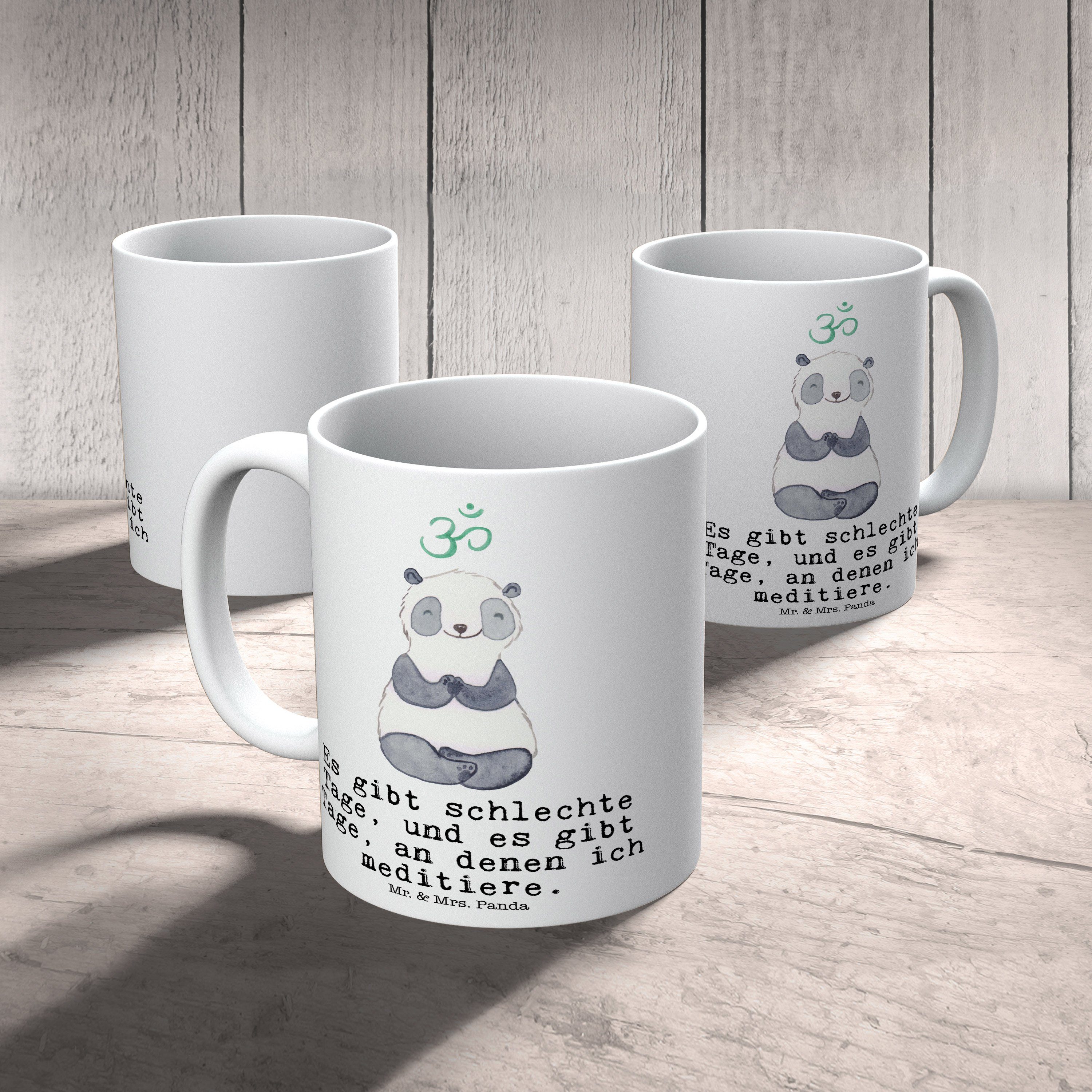 Weiß Mr. Panda - Dank, - Tasse Teetasse, & Meditieren Keramik Mrs. Geschenk, Tage Panda Kaffeebecher,