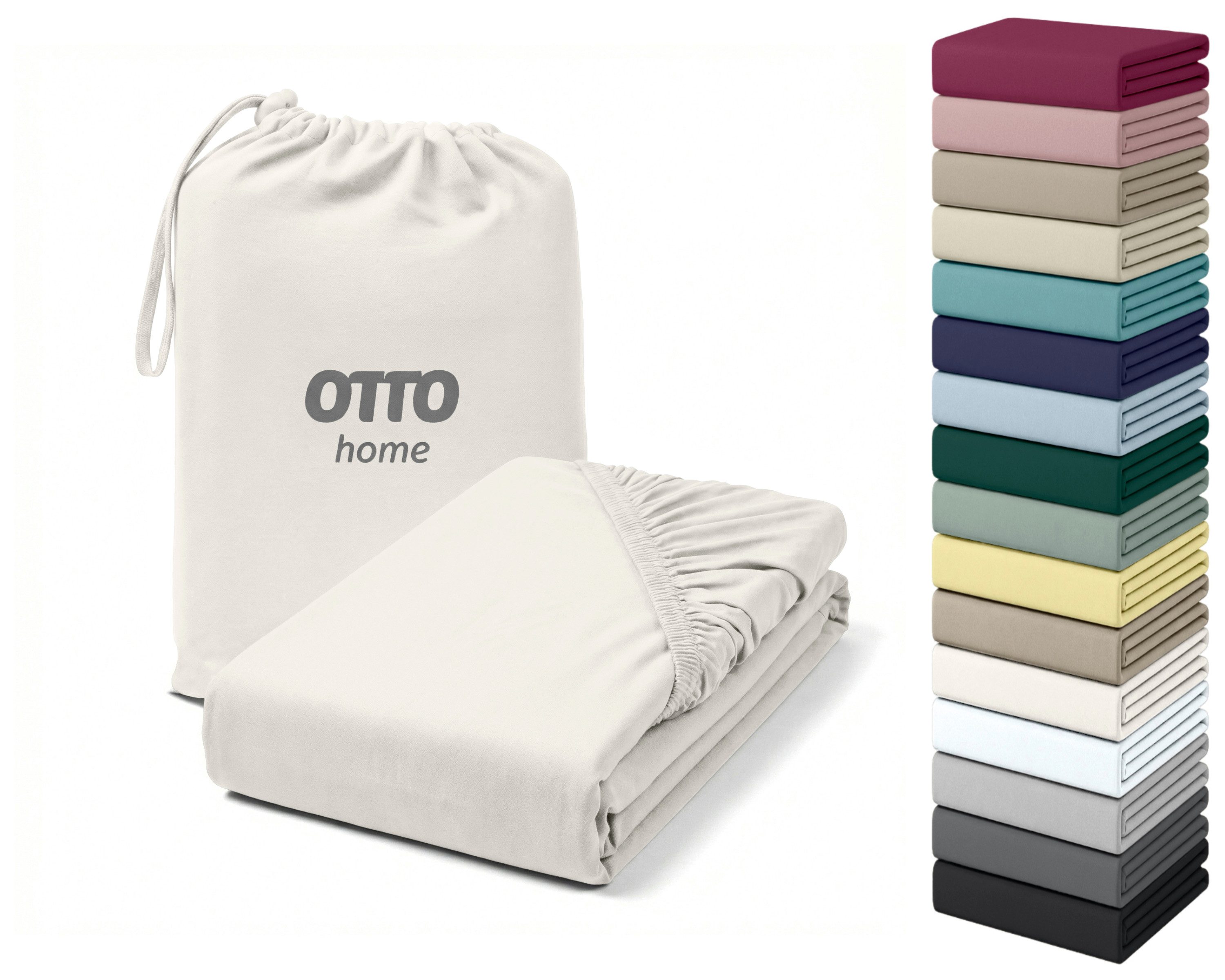 OTTO home Spannbettlaken Cremona, Basic & Premium Qualität mit Elasthan, Jersey (180 g/m), Gummizug: rundum, (1 Stück), Bettlaken für Matratzen von 20-25 cm Höhe, 96% Baumwolle & 4% Elasthan