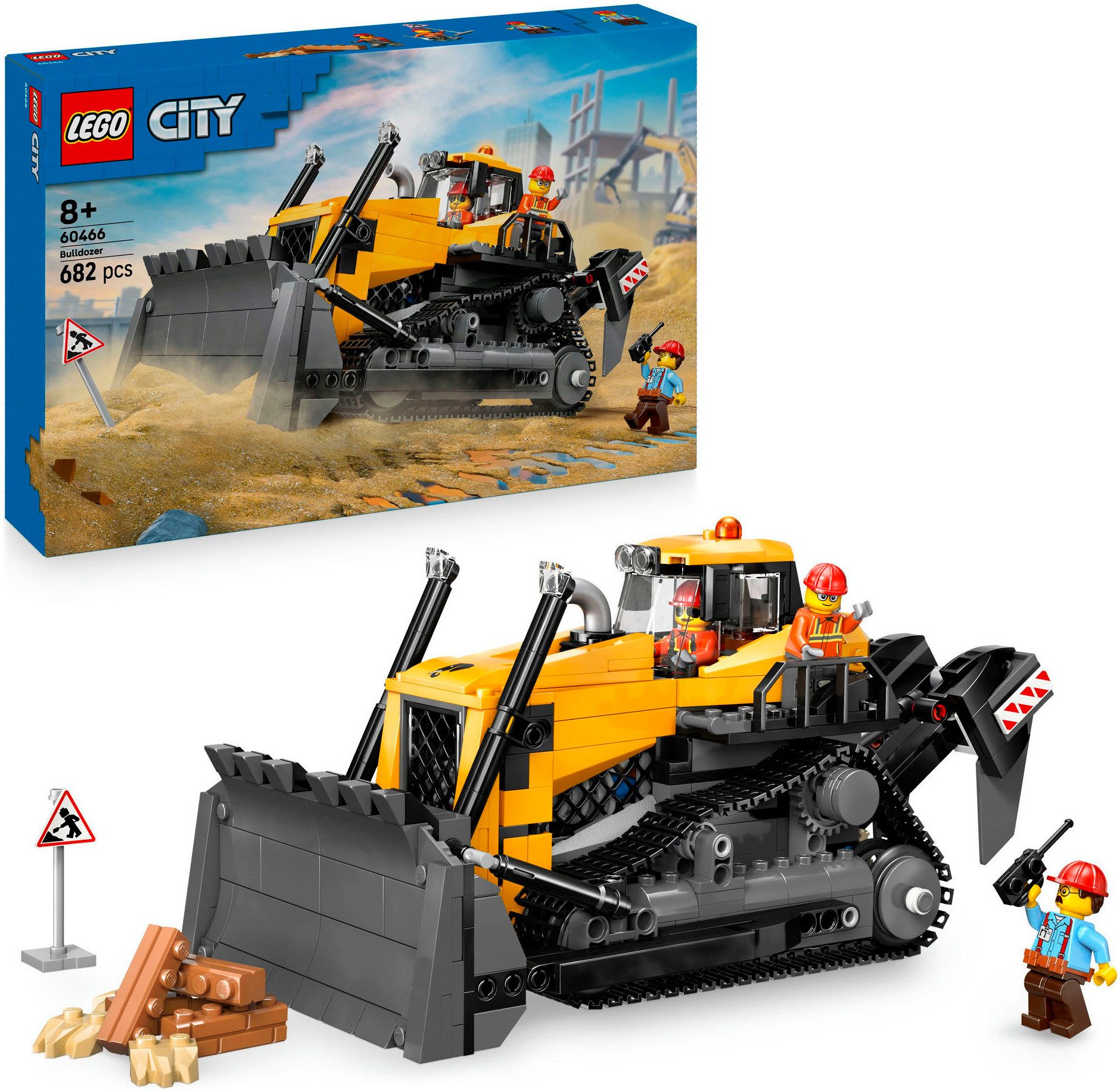 Gelber Bulldozer (60466), LEGO City Konstruktionsspielsteine