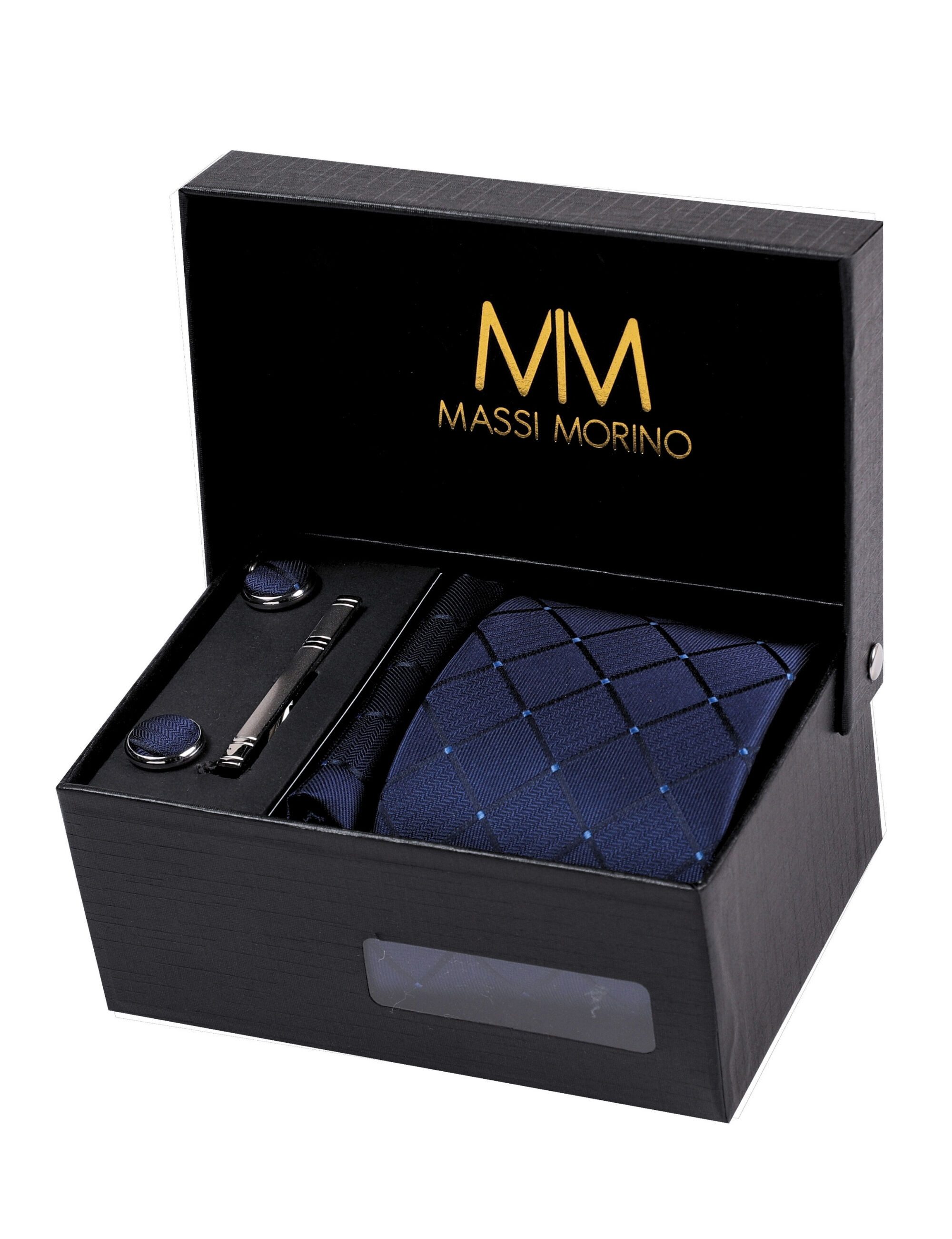 Massi Morino Krawatte (1-St) mit Einstecktuch, Manschettenknöpfen und Krawa günstig online kaufen