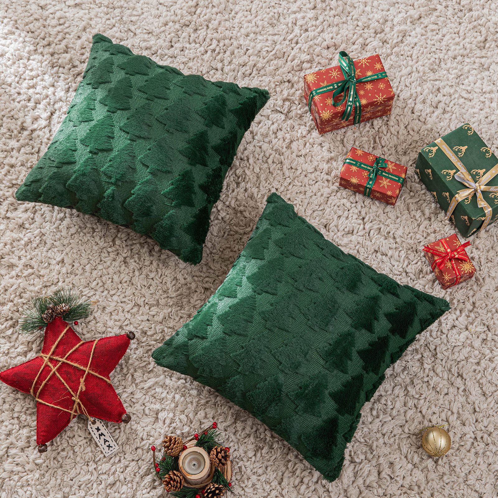 BTTO Kissenbezüge Kissenbezüge weihnachten 45x45cm,Schneeflocke/Baum Kissenhüllen, (1 Stück), Zierkissenbezug,Plush,für Weihnachten Dekor Schlafzimmer Wohnzimmer