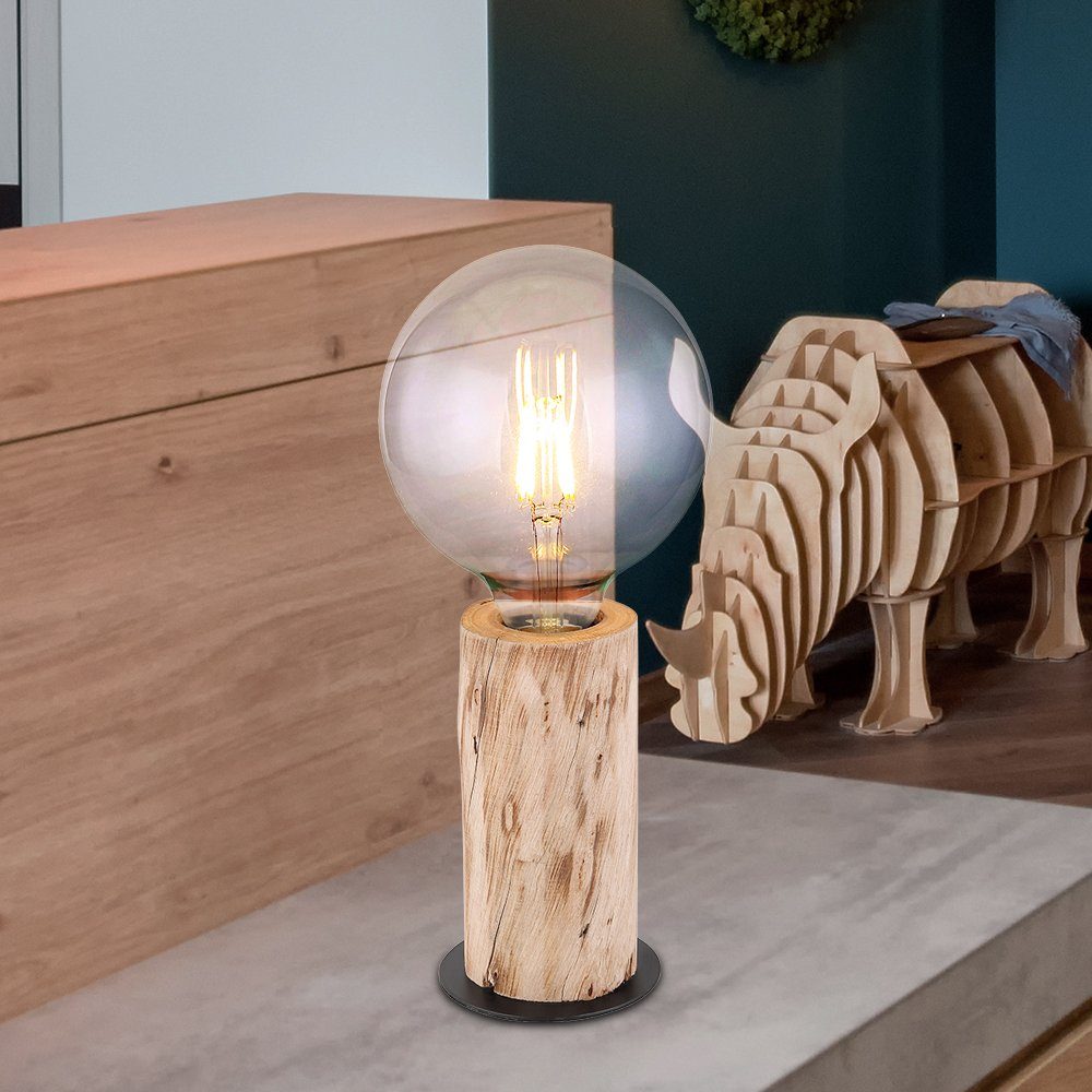 etc-shop LED Tischleuchte, Tischlampe Leuchtmittel Holzstamm Holz inklusive, nicht Leselampe Tischleuchte