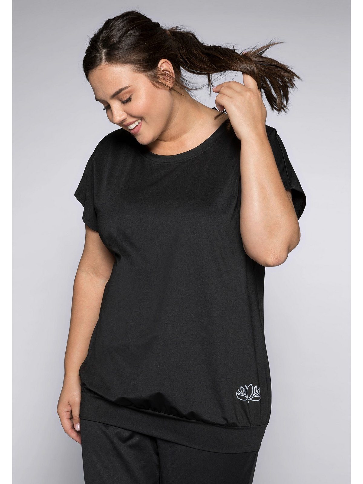 Fachgeschäft kaufen Sheego T-Shirt schwarz aus Größen Funktionsmaterial Große