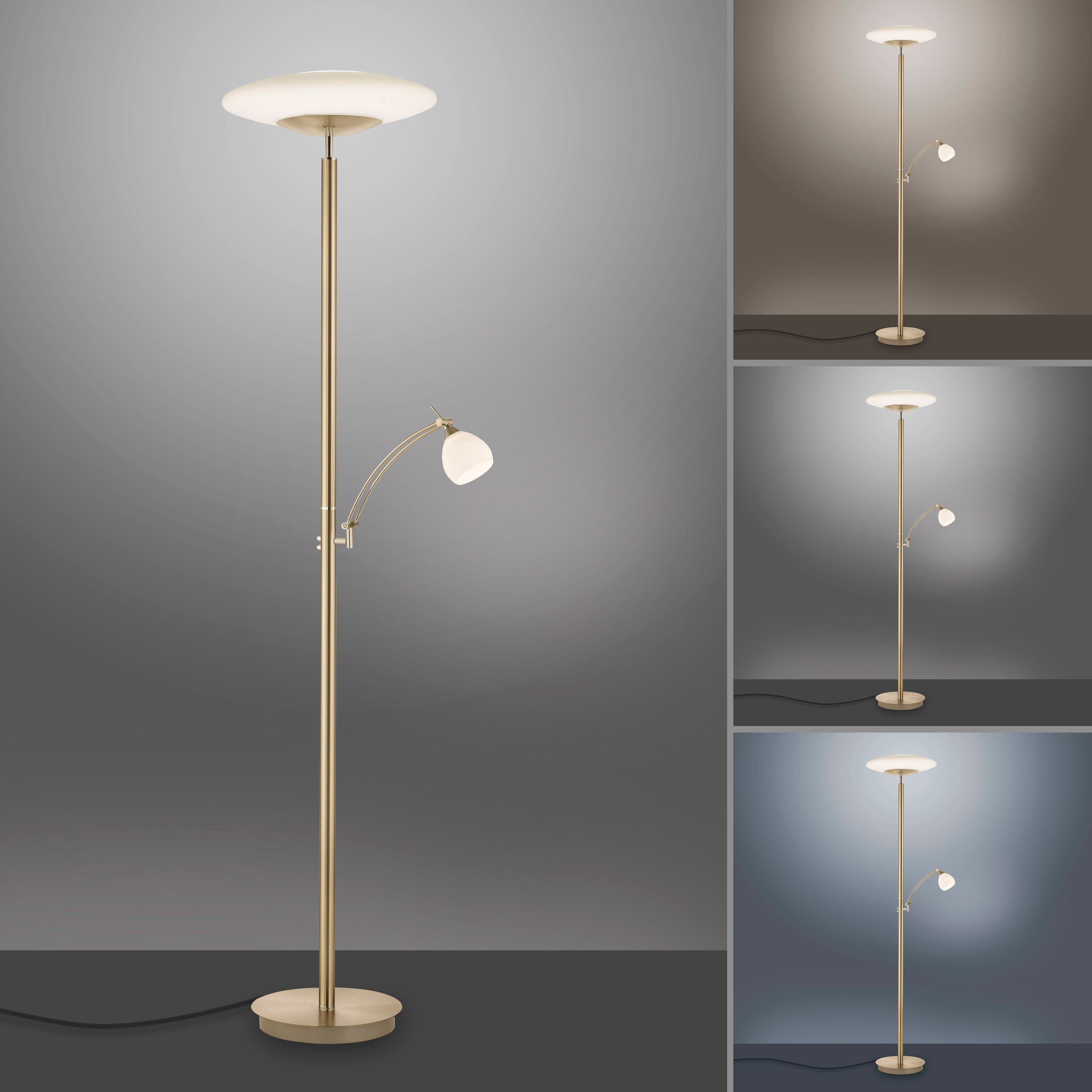 Paul Neuhaus Stehlampe TROJA, LED - CCT tunable dimmbar fest Tastdimmer, white, über LED, Memory kaltweiß, warmweiß integriert, 