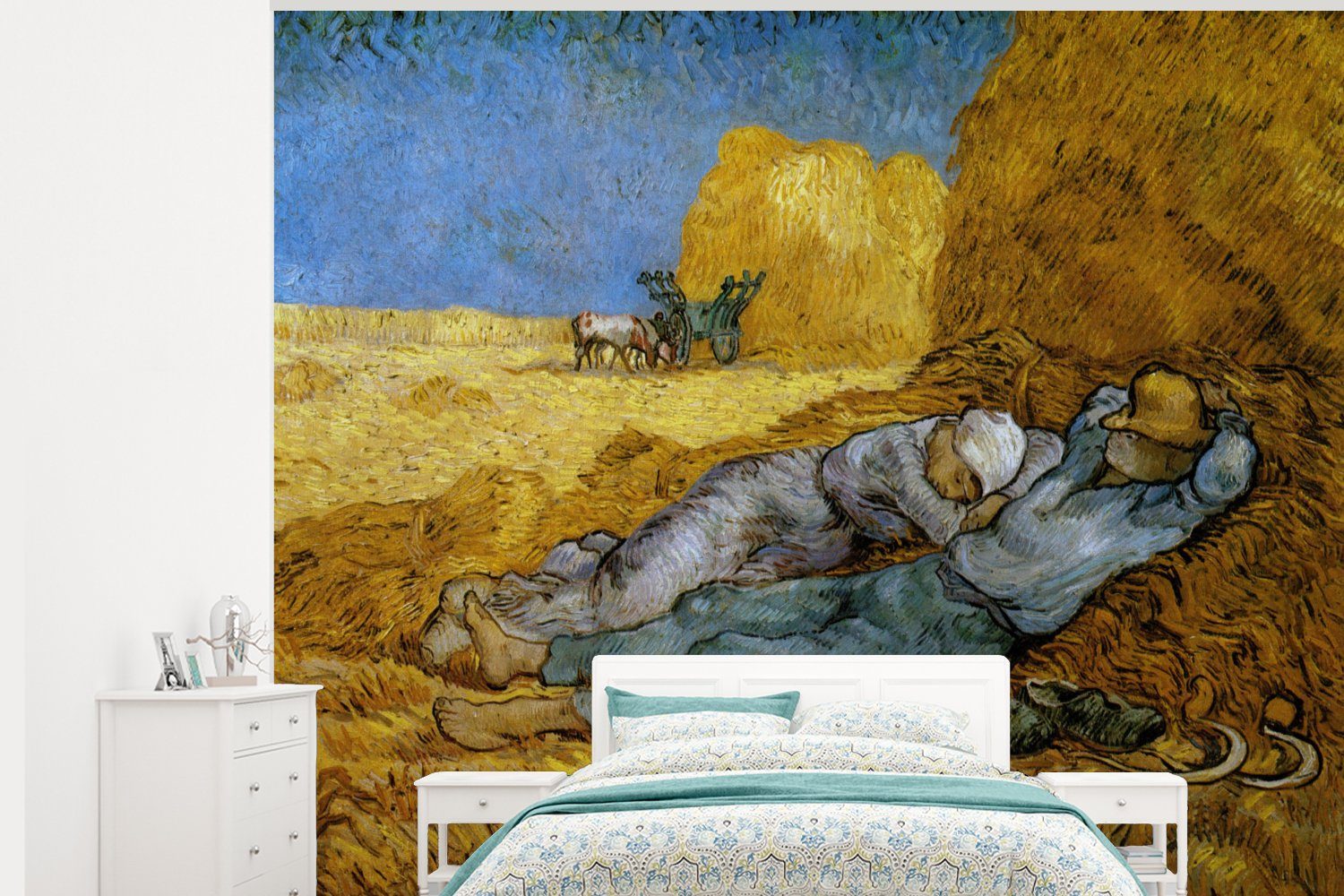 MuchoWow Fototapete Die Siesta - Vincent van Gogh, Matt, bedruckt, (5 St), Montagefertig Vinyl Tapete für Wohnzimmer, Wandtapete