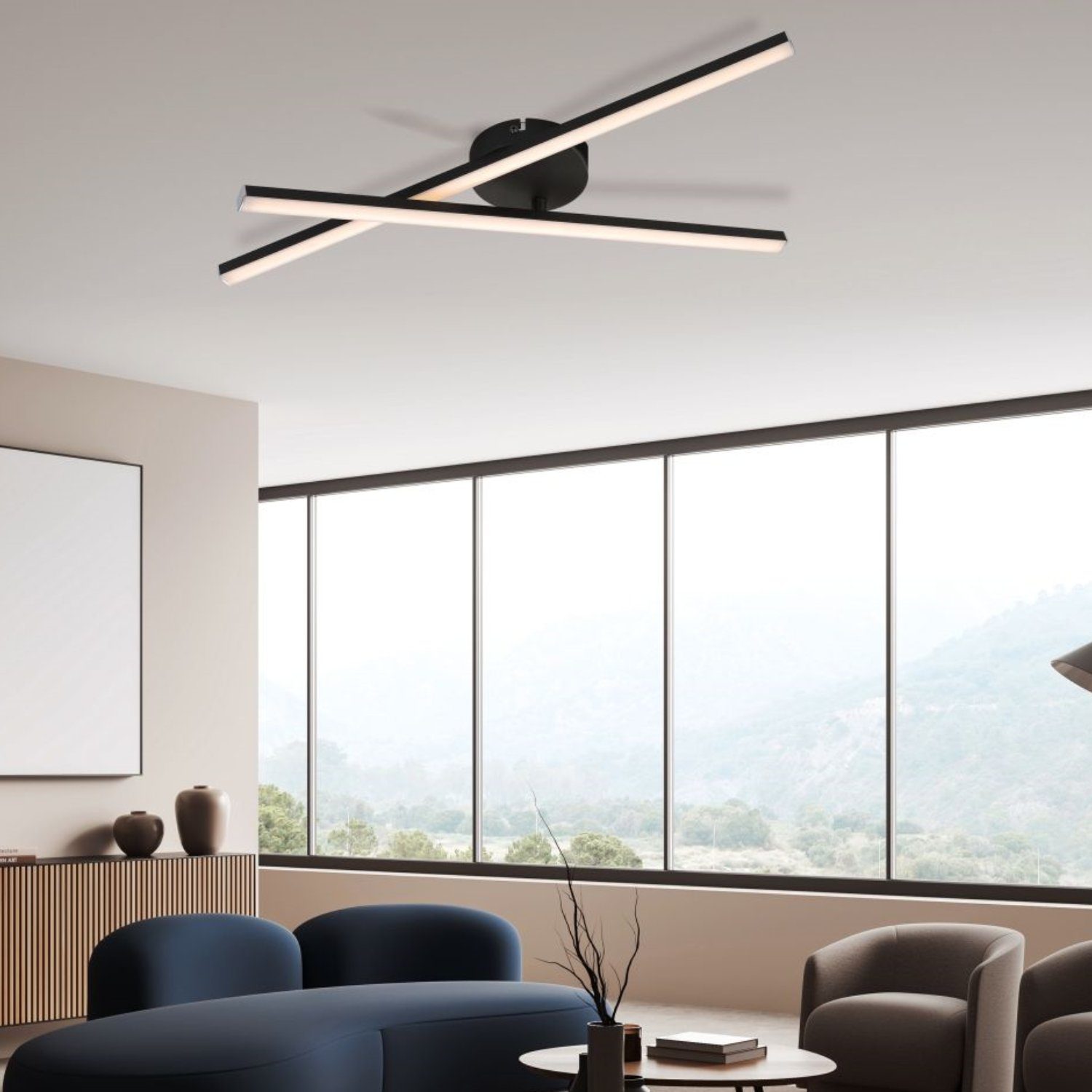 IMPTS Deckenleuchte LED Deckenlampe, Warmweiß, warmweiße Lichtfarbe, Schwarz, Gerade, Modern LED Deckenlampe für Wohnzimmer Schlafzimmer Küche und Flur
