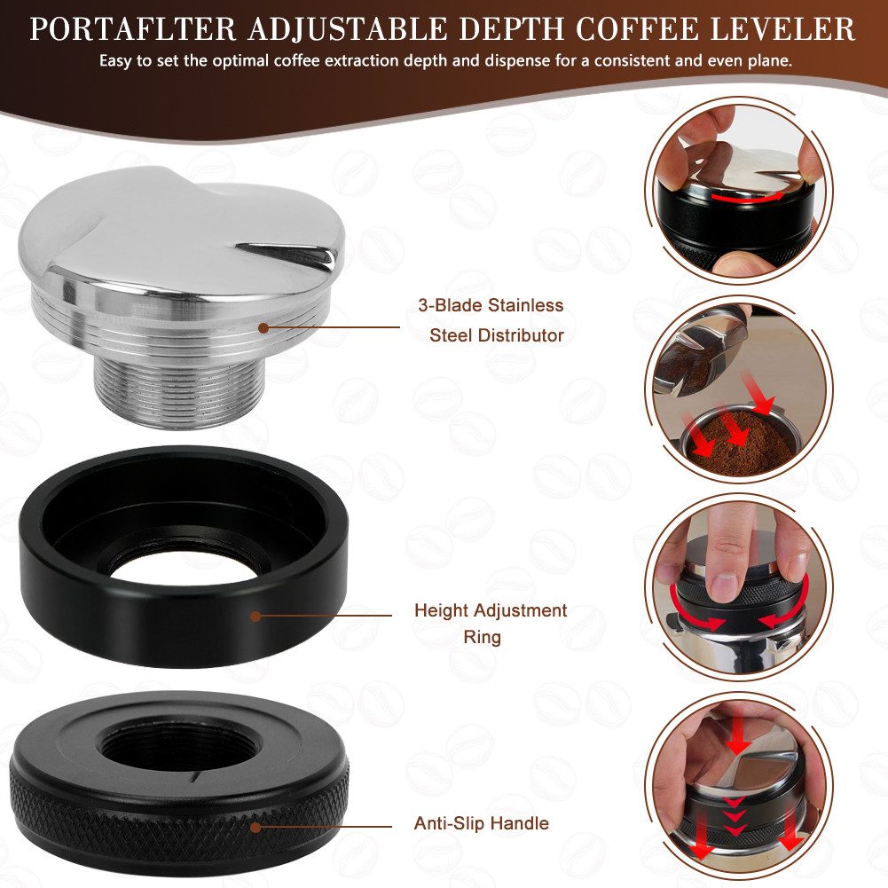 OSTWOLKE Tamperstation 51mm Espresso Tamper Set Kaffee Tamper Distributor Tampermatte – Bild 5 von 5