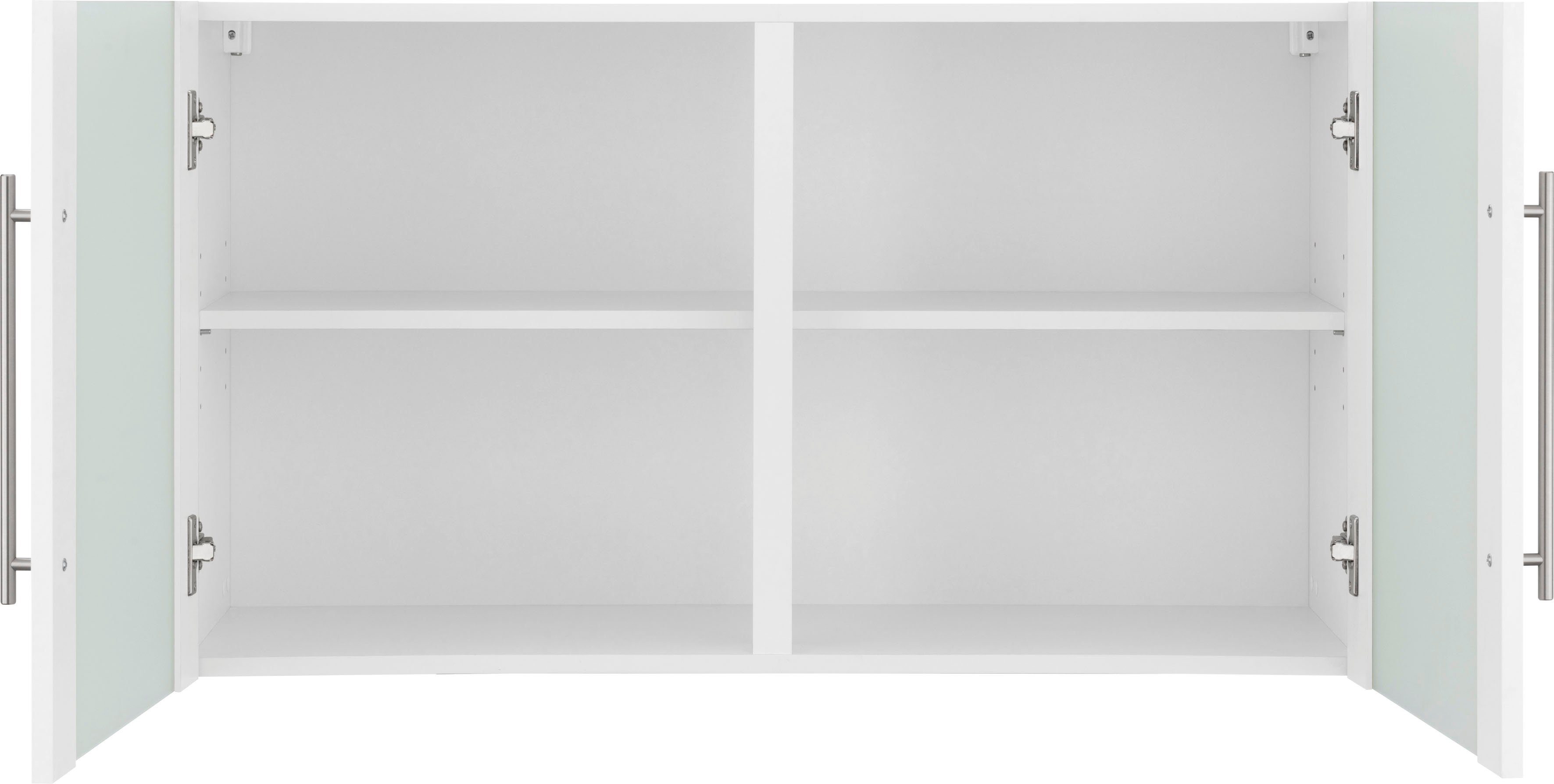 Küchen Glashängeschrank Unna wiho Front Weiß weiß/weiß | Glaseinsatz mit