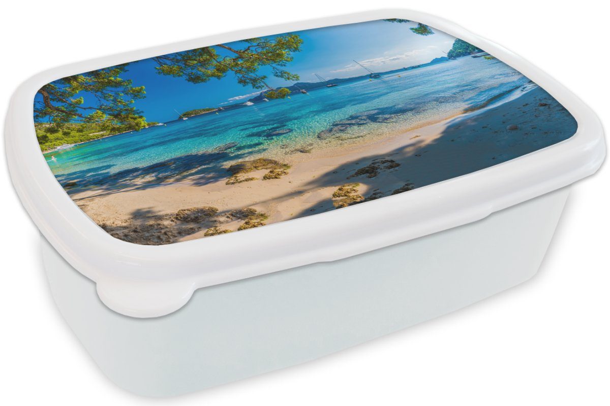 - weiß Brotbox Erwachsene, Meer Kunststoff, für für Brotdose, Kinder und Strand Jungs Boot - Mallorca, und Lunchbox - MuchoWow Mädchen (2-tlg),