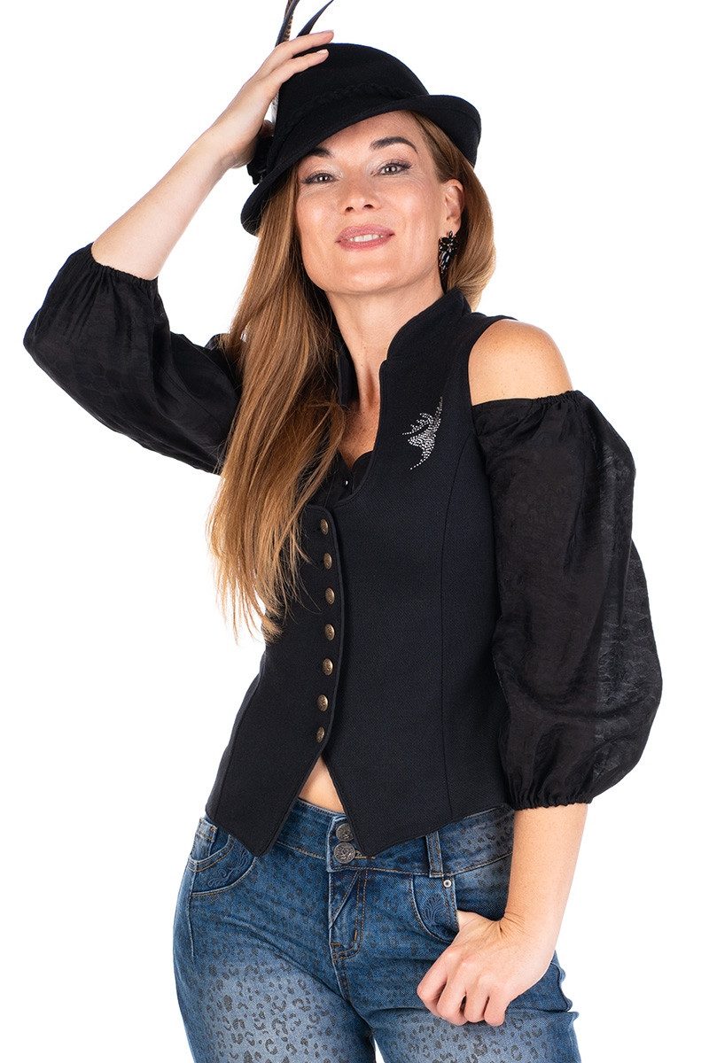 Hangowear Trachtenbluse Trachtenmieder - JAMILA - schwarz