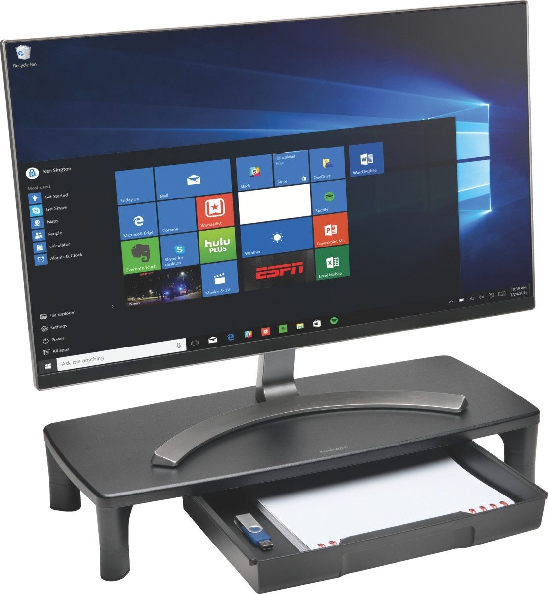 KENSINGTON Monitor-Halterung Monitorständer SmartFit mit Schublade schwarz