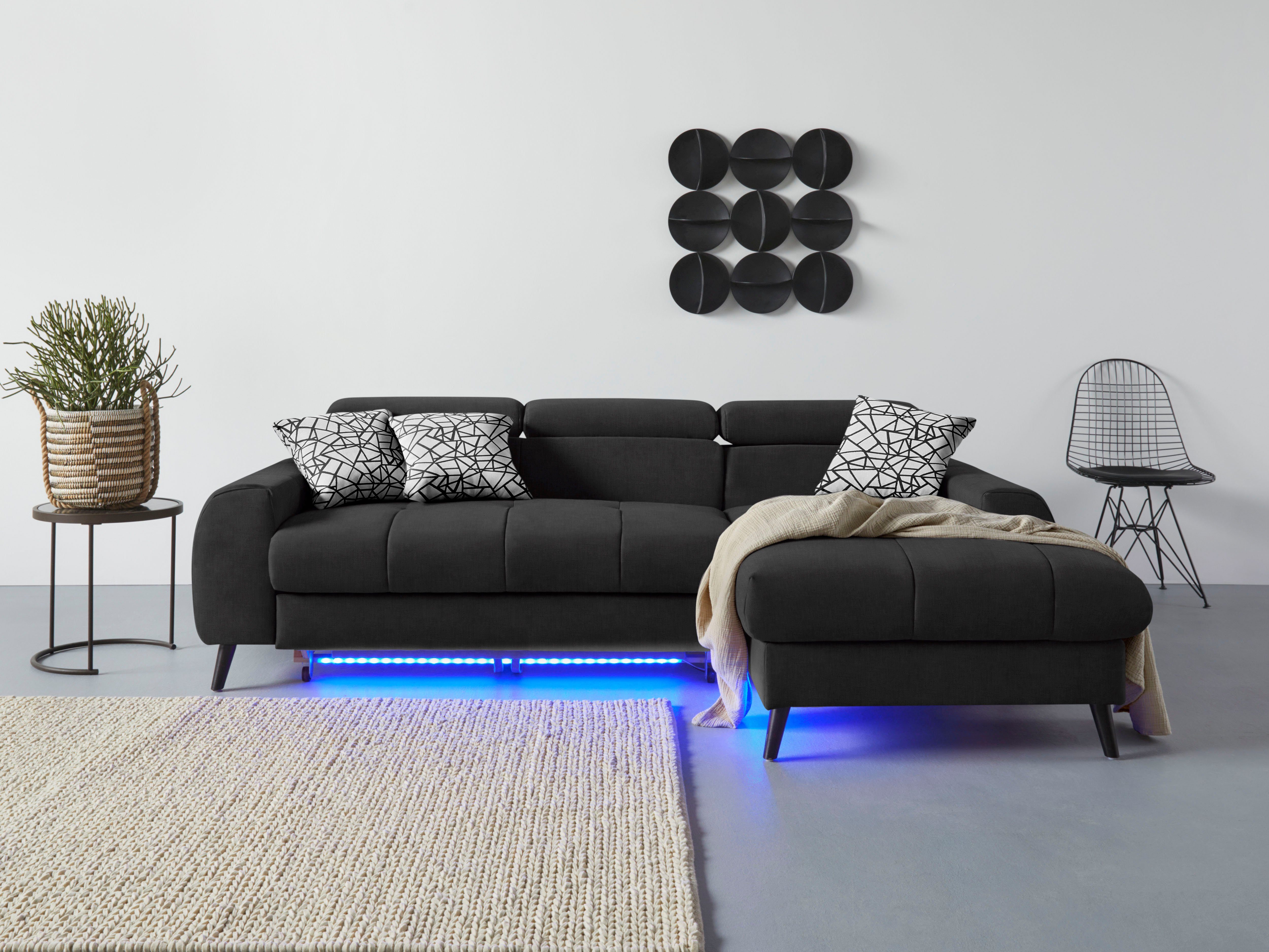 COTTA Ecksofa "Mia L-Form mit 3 Zierkissen", wahlweise mit Bettfunktion, Be günstig online kaufen