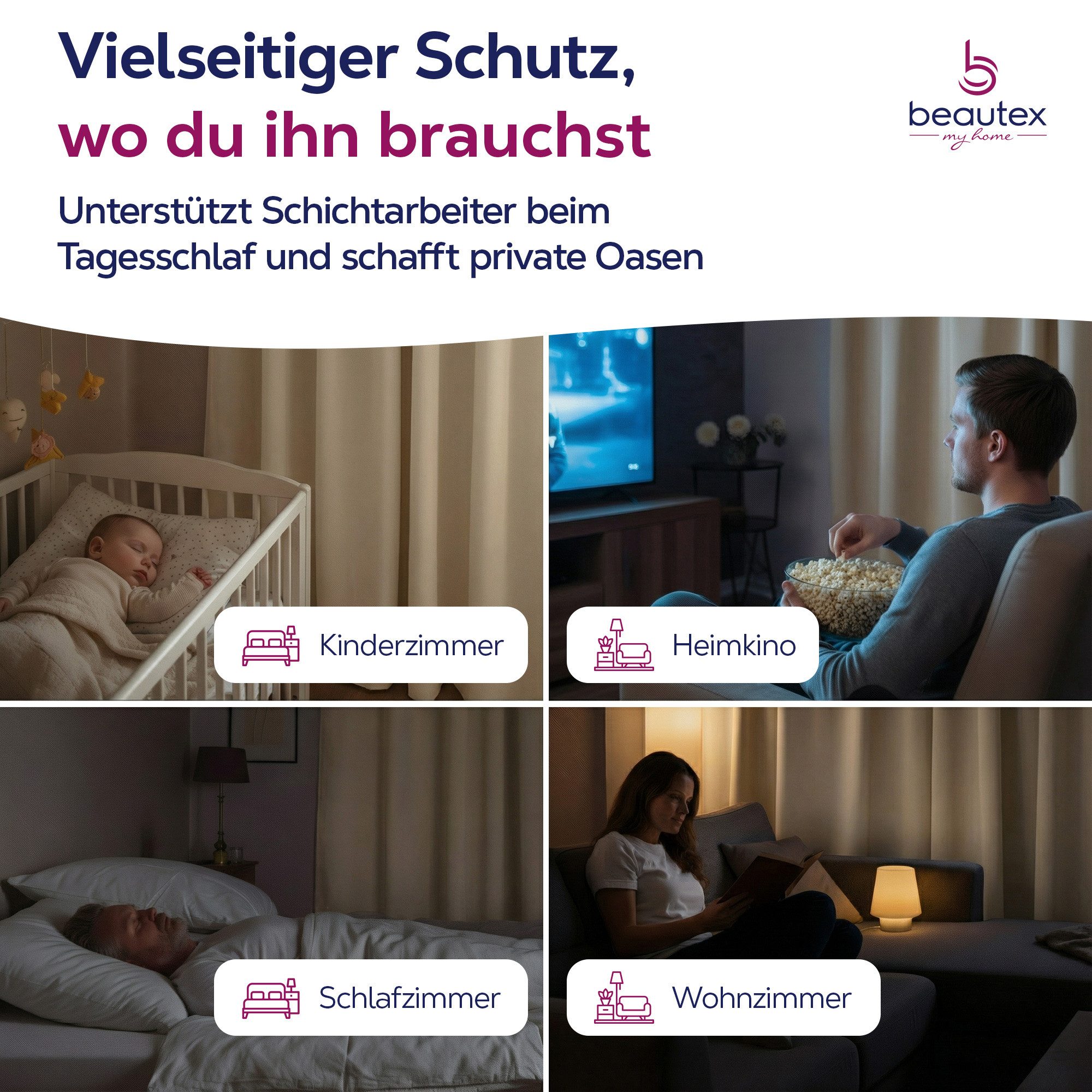 Beautex Verdunkelungsvorhang Kräuselband Vorhang blickdicht abdunkelnd U-Band (1 St), Kräuselband, verdunkelnd, lichtmindernd, wärmeisolierend, pflegeleicht, wa – Bild 4 von 5