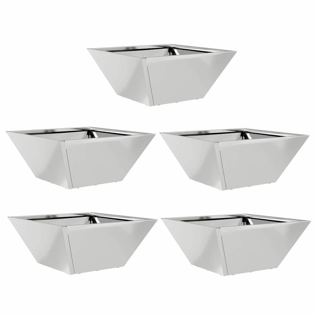 furnicato Blumentopf Garten-Pflanzgefäß 35 x 35 x 15 cm Silber, Trapezförmiger Blumenkübel aus verzinktem Stahl für deine Terrasse