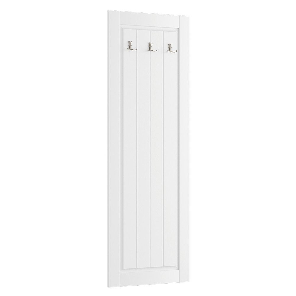 Lomadox Garderobenpaneel BORMIO-163, Massivholz, weiß, mit 3 Haken