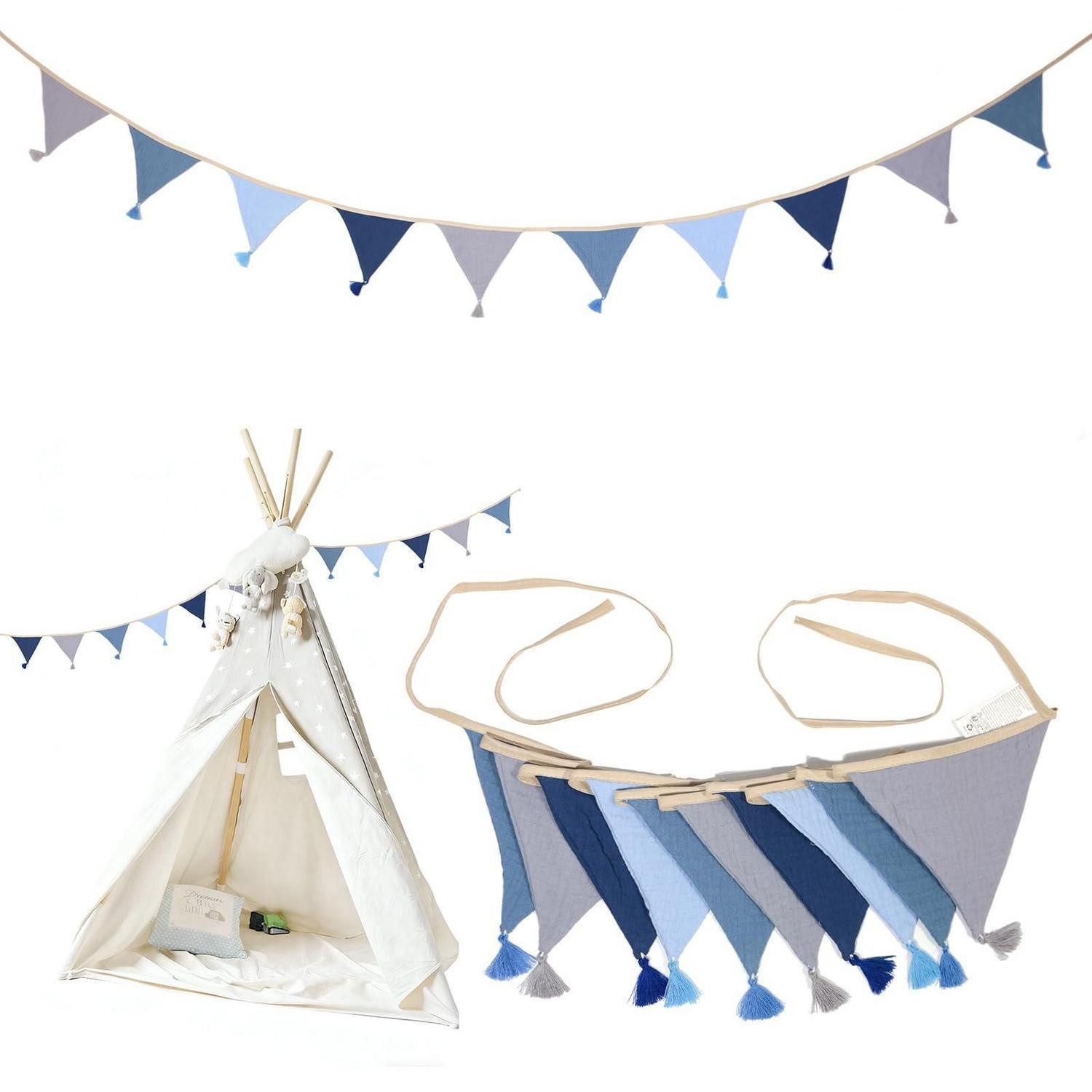 LuxusKollektion Wimpelkette Wimpelkette Kinderzimmer 2.6m Blue