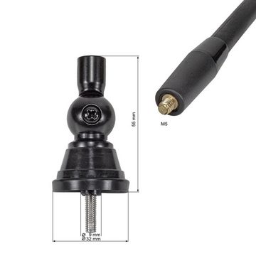 tomzz Audio Hochflexible Universal Gummi Antenne AM/FM UKW ca. 1,3m Kabel DIN+ISO Autoradio-Ersatzantennenstab