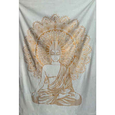 Wandteppich Tagesdecke Wandbehang Deko Tuch Buddha Meditation ca. 200 x135cm, KUNST UND MAGIE