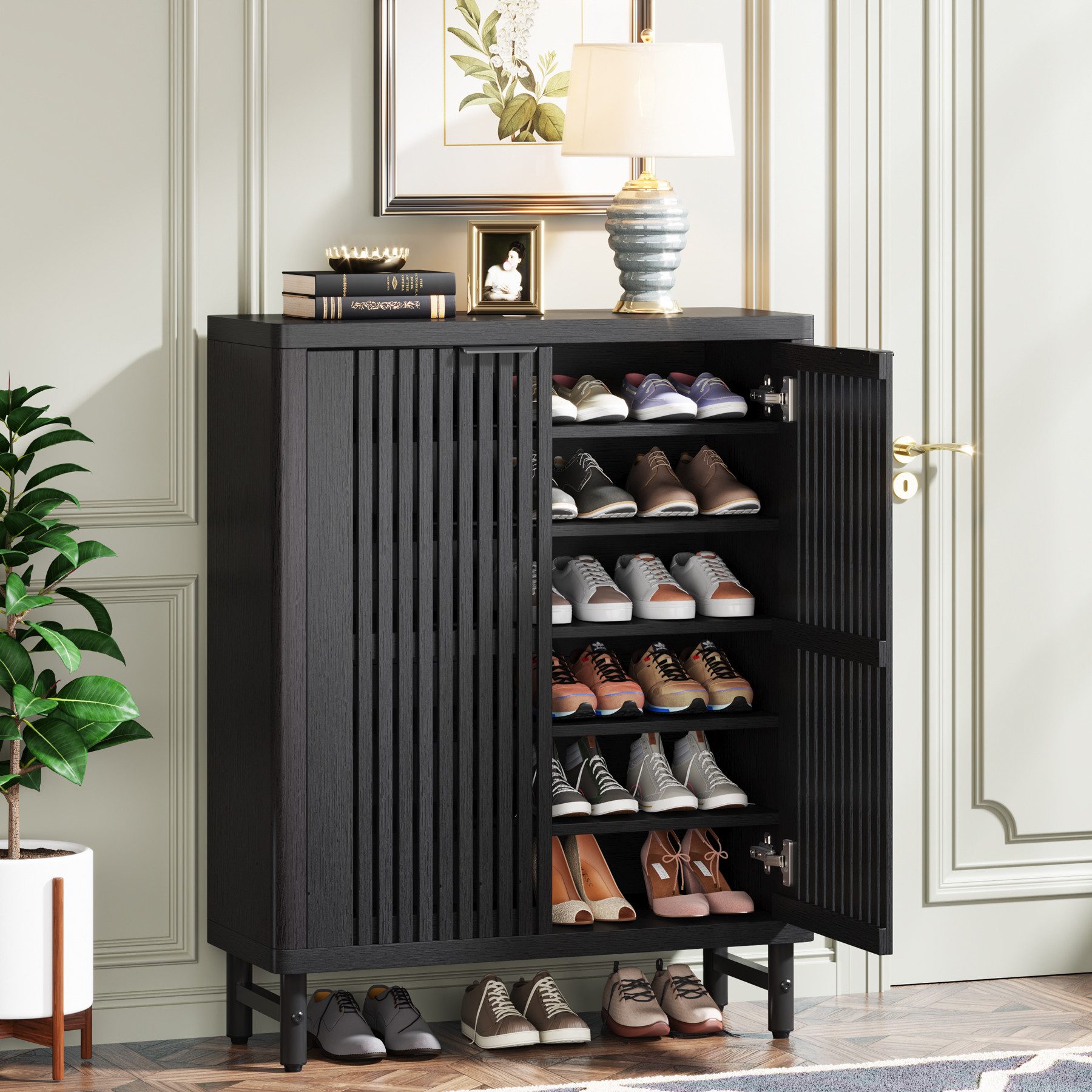 Tribesigns Schuhschrank 6-Tier Retro Schuhschrank für 24 Paar Schuhe