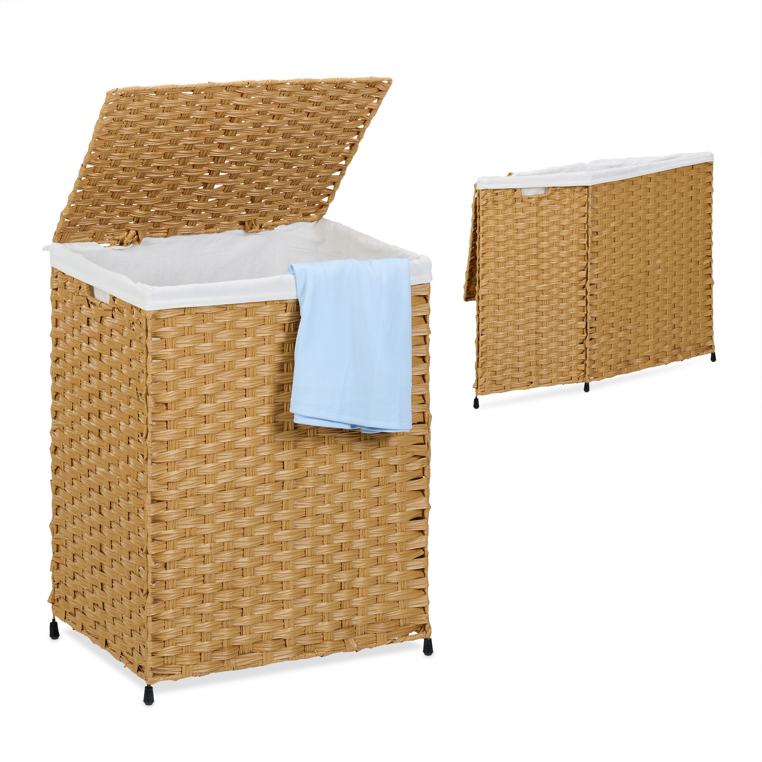relaxdays Wäschekorb Rattan Optik 90 l, braun günstig online kaufen