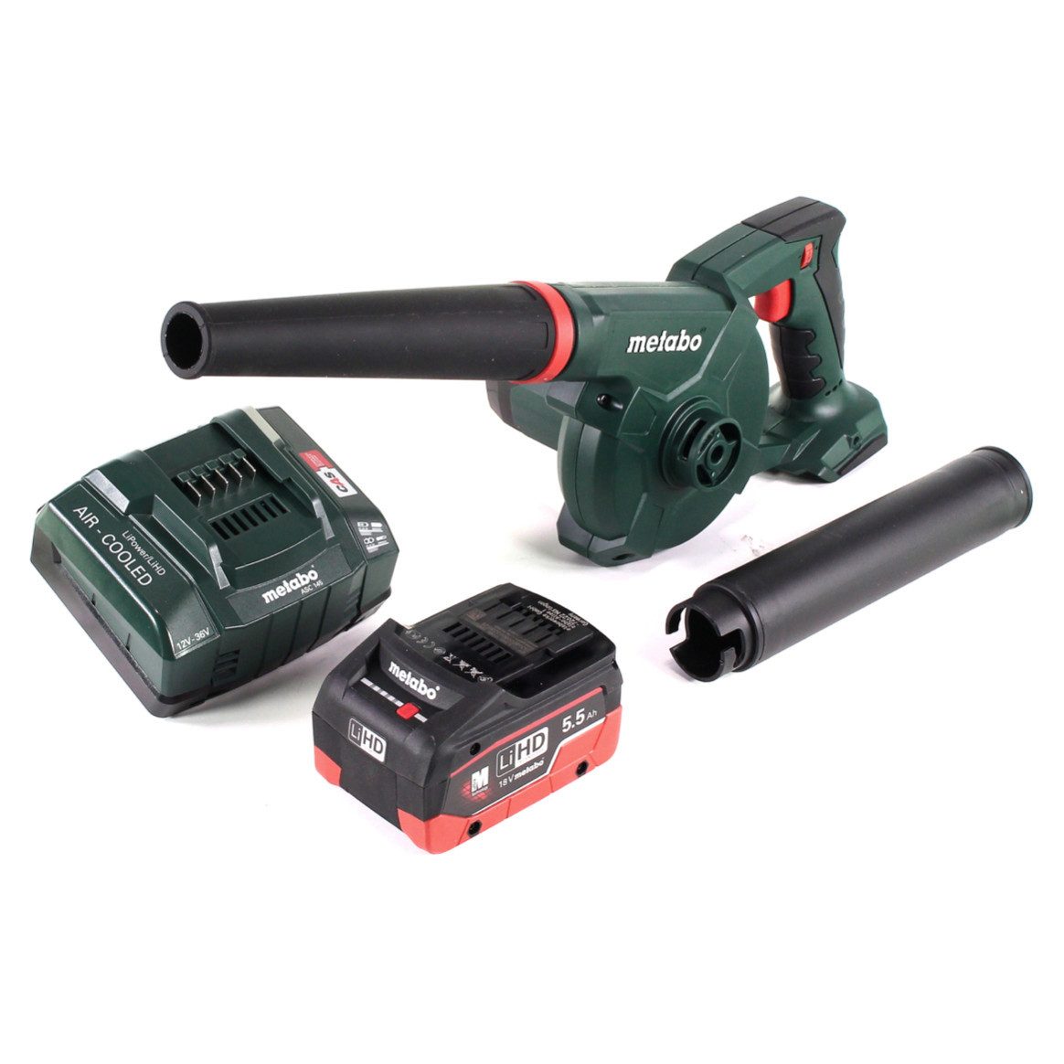 metabo Akku-Laubbläser AG 18 Akku Gebläse 18 V + 1x LiHD Akku 5,5 Ah + Ladegerät