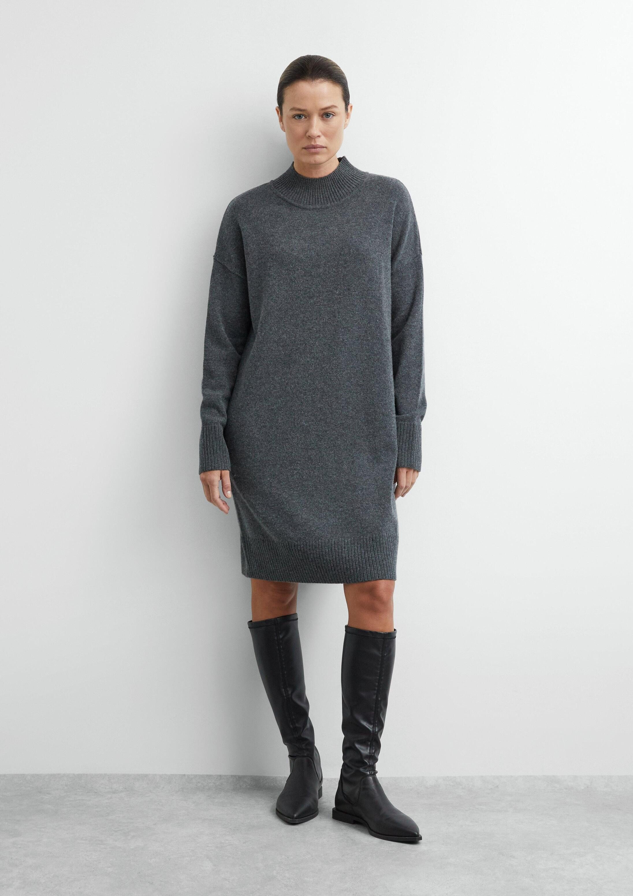 comma Midikleid Kleid Strickkleid mit Stehkragen