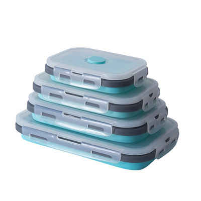 RefinedFlare Lunchbox Foldable silicone storage containers with lids, set of 4, blue, (4-tlg)