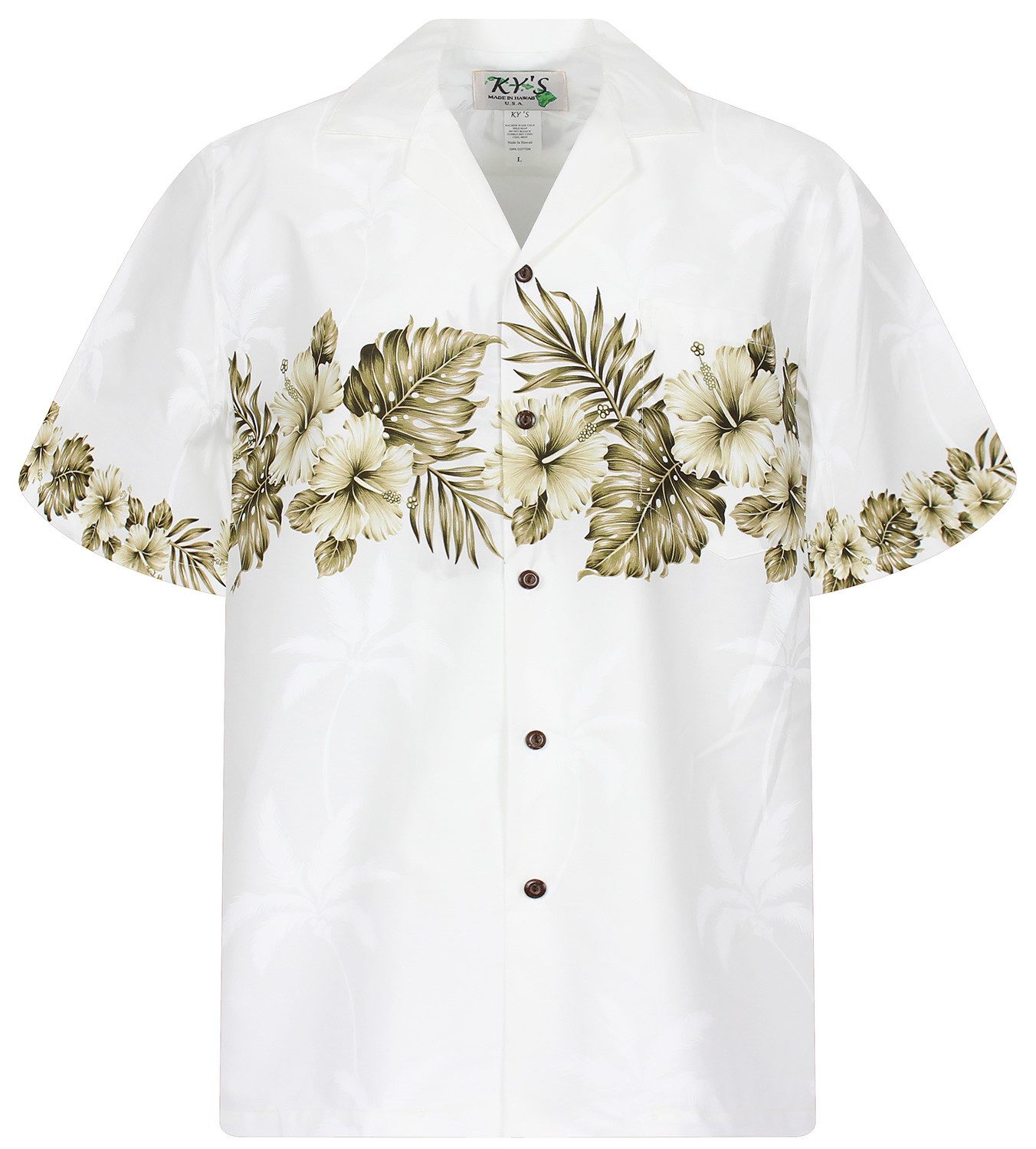 KY's Hawaiihemd Hibiscus Brustdruck Original Hawaiihemd günstig online kaufen