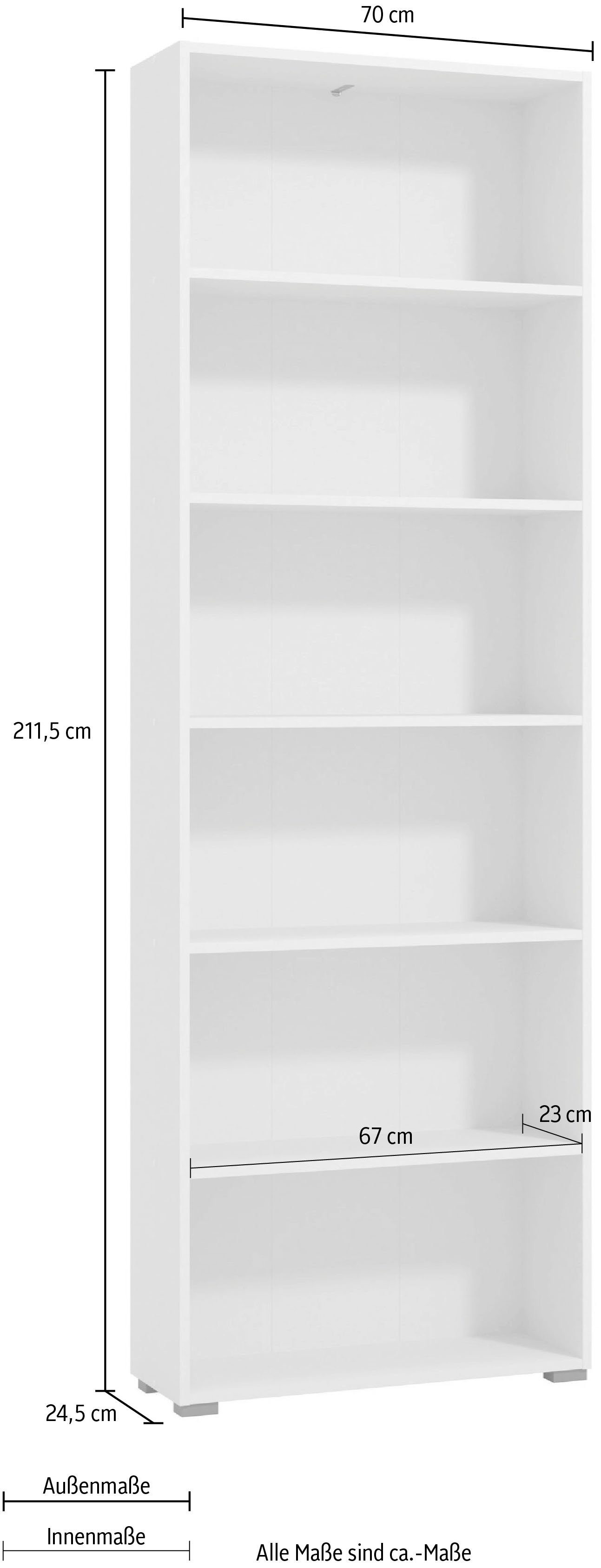 OTTO home Aktenregal Tomar Regal Bücherregal, Bücherregal mit viel Stauraum, Maße (B/T/H): 70/24,5/211,5 cm – Bild 5 von 5
